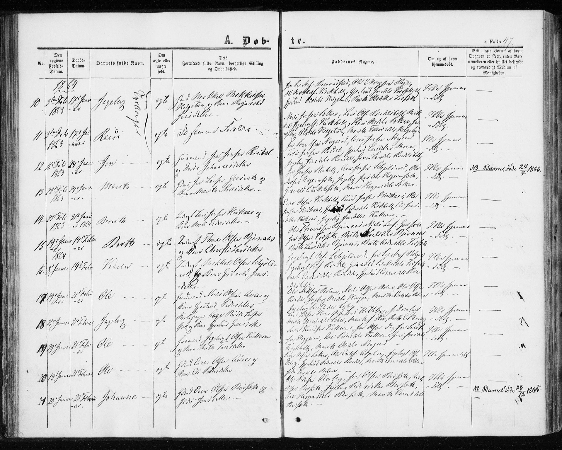 Ministerialprotokoller, klokkerbøker og fødselsregistre - Møre og Romsdal, AV/SAT-A-1454/598/L1067: Parish register (official) no. 598A01, 1858-1871, p. 47