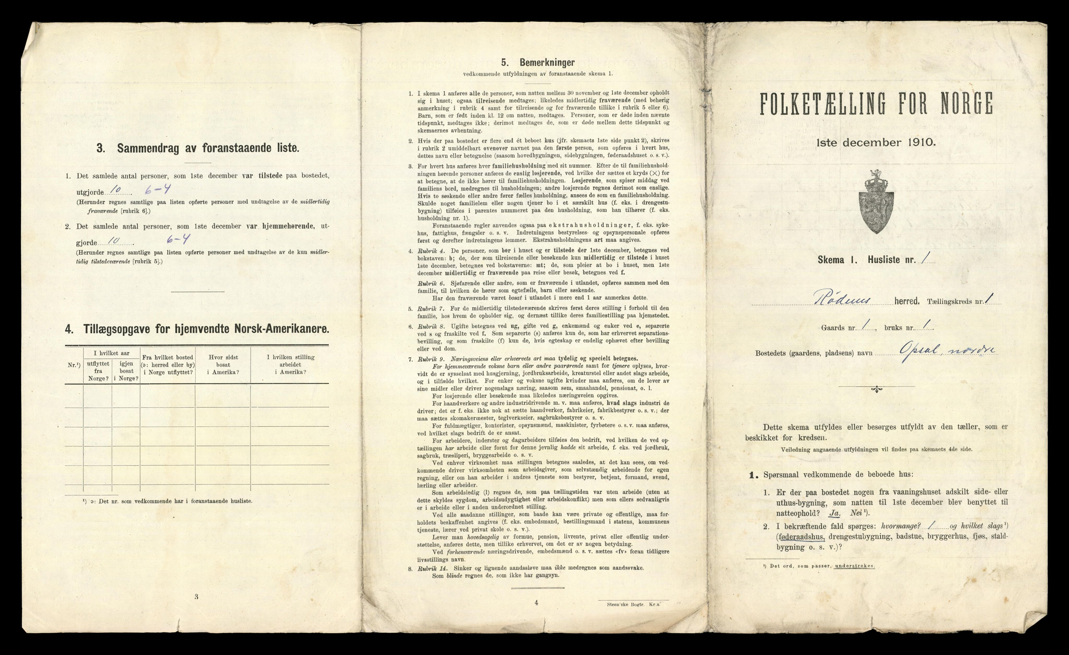 RA, 1910 census for Rødenes, 1910, p. 21