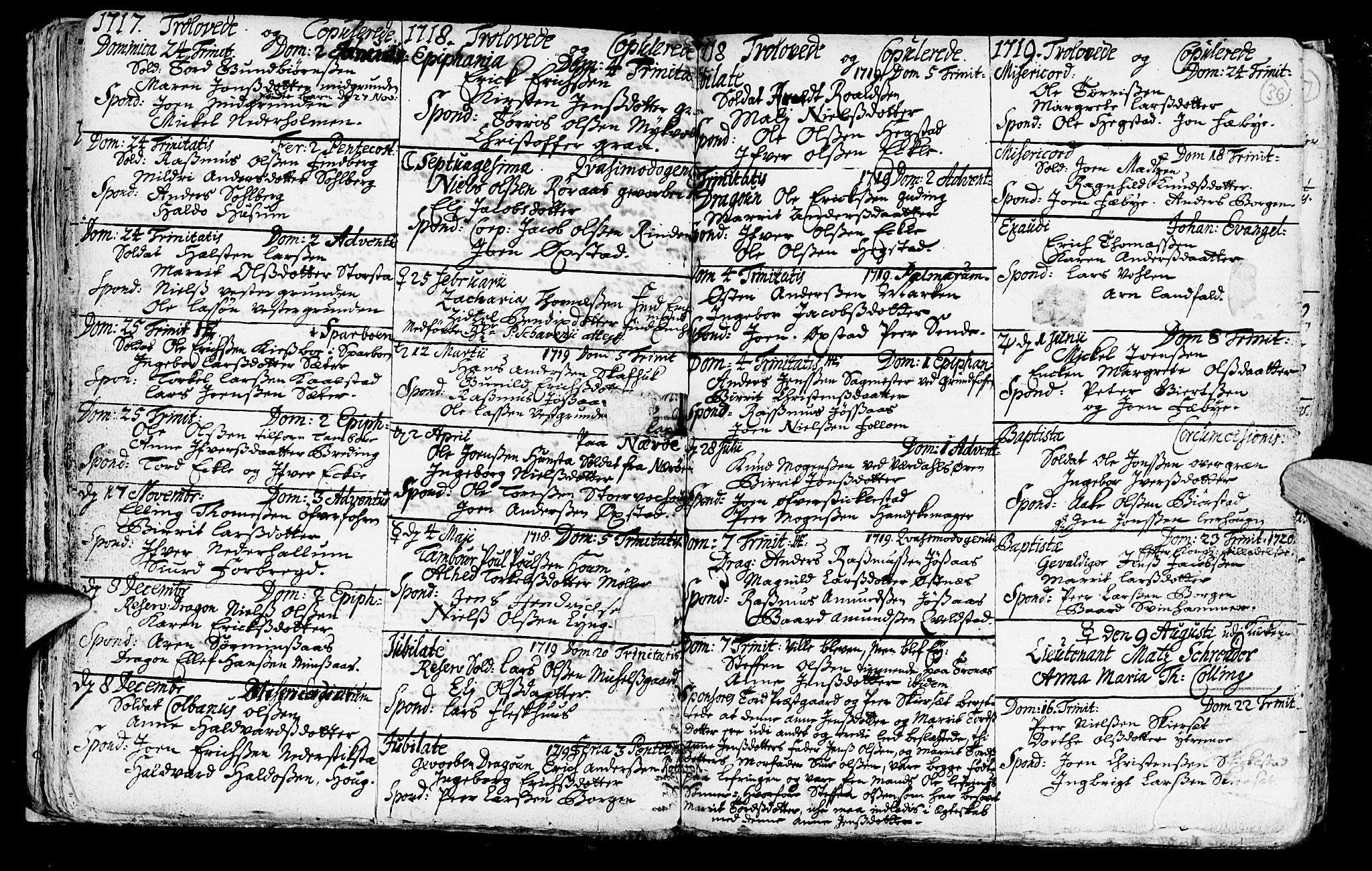 Ministerialprotokoller, klokkerbøker og fødselsregistre - Nord-Trøndelag, AV/SAT-A-1458/723/L0230: Parish register (official) no. 723A01, 1705-1747, p. 36