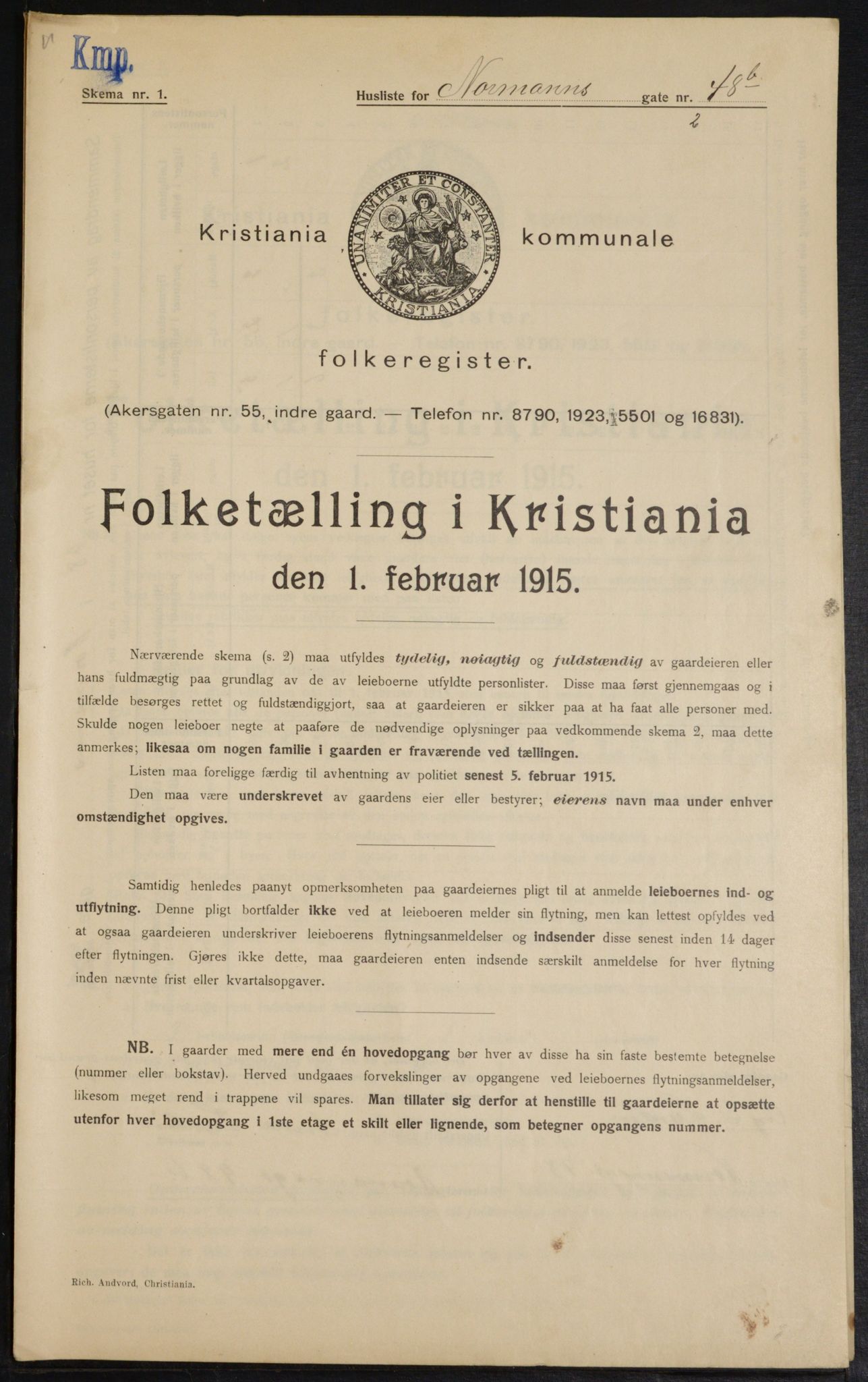 OBA, Municipal Census 1915 for Kristiania, 1915, p. 73299