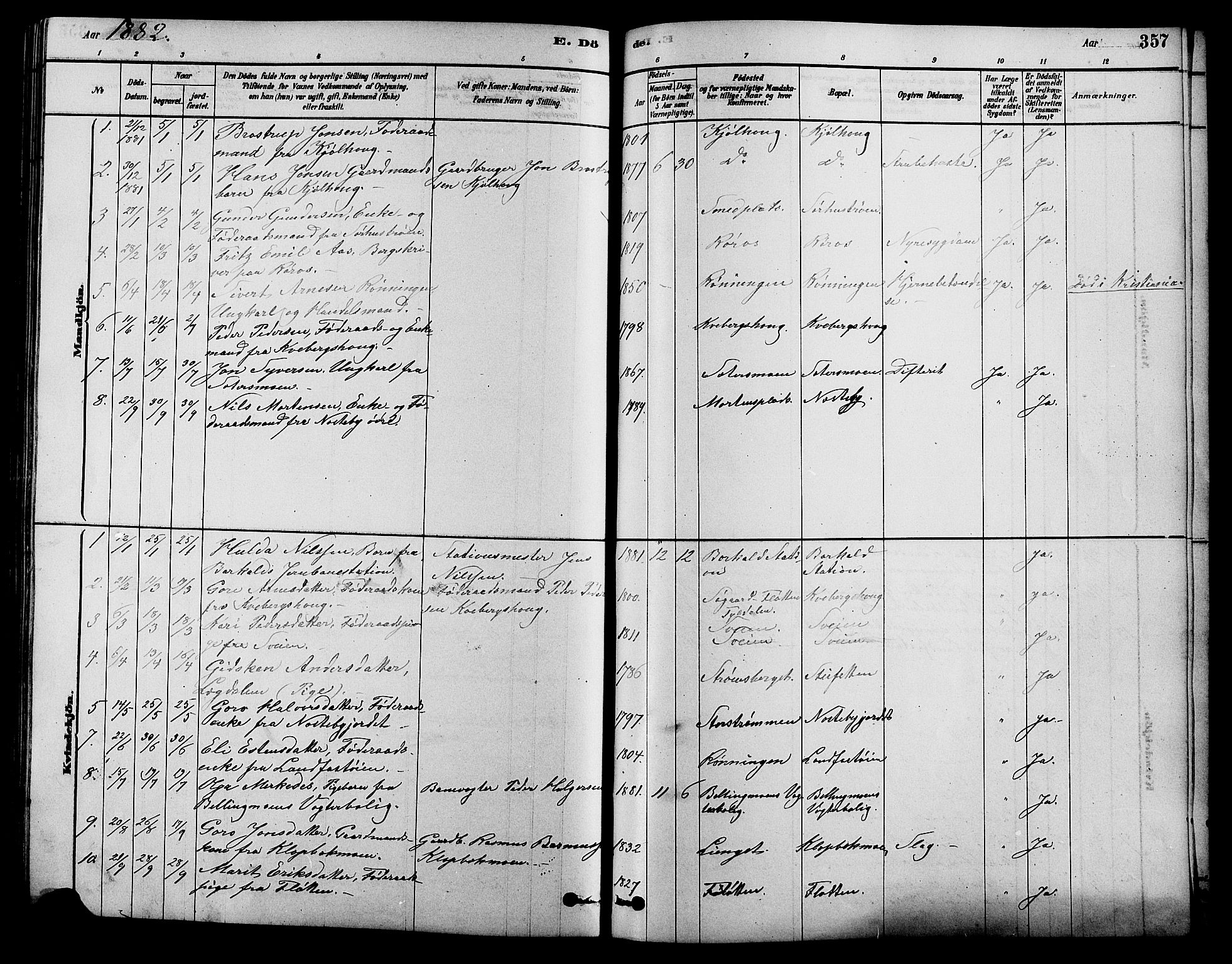 Alvdal prestekontor, SAH/PREST-060/H/Ha/Hab/L0003: Parish register (copy) no. 3, 1878-1907, p. 357