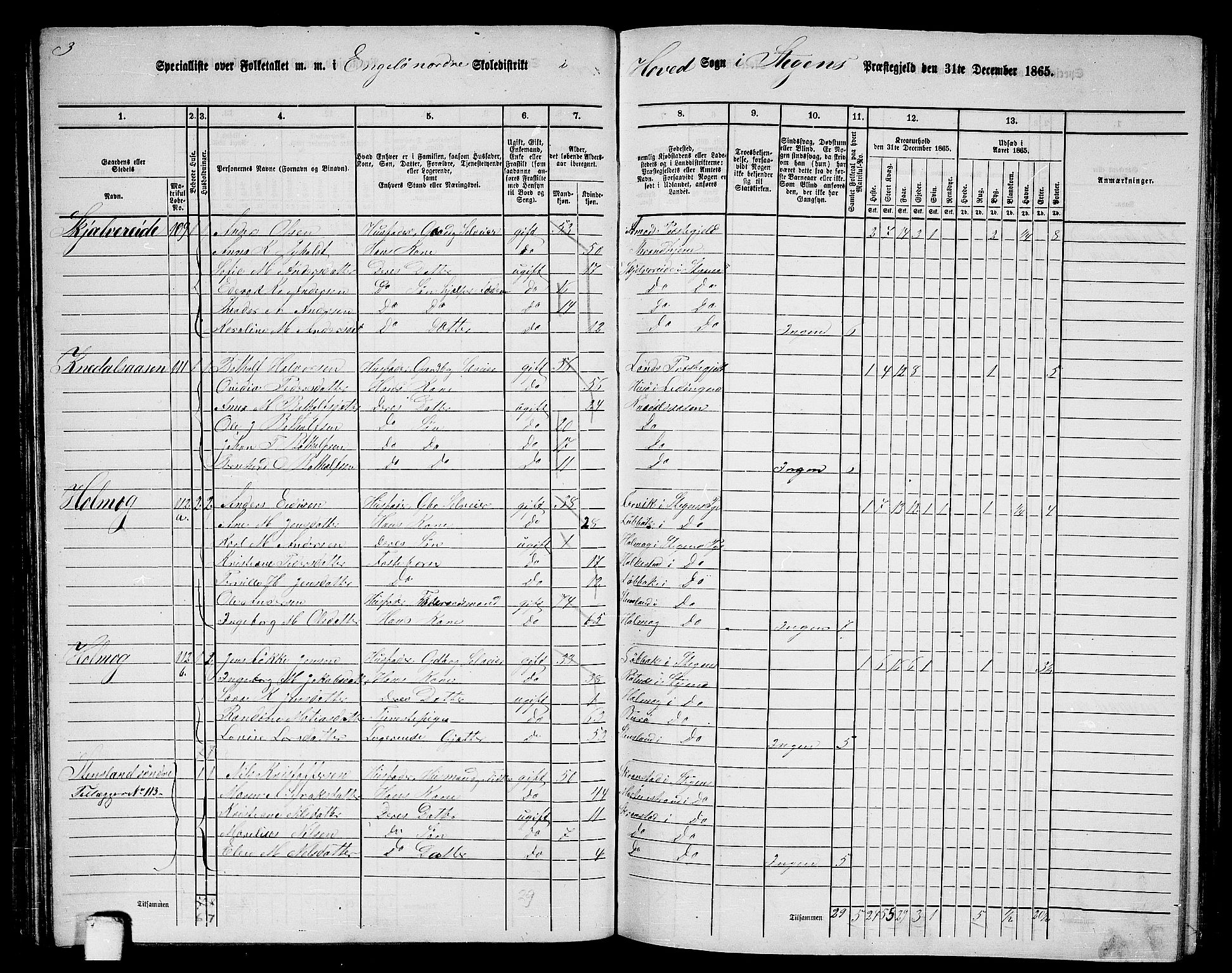 RA, 1865 census for Steigen, 1865, p. 61