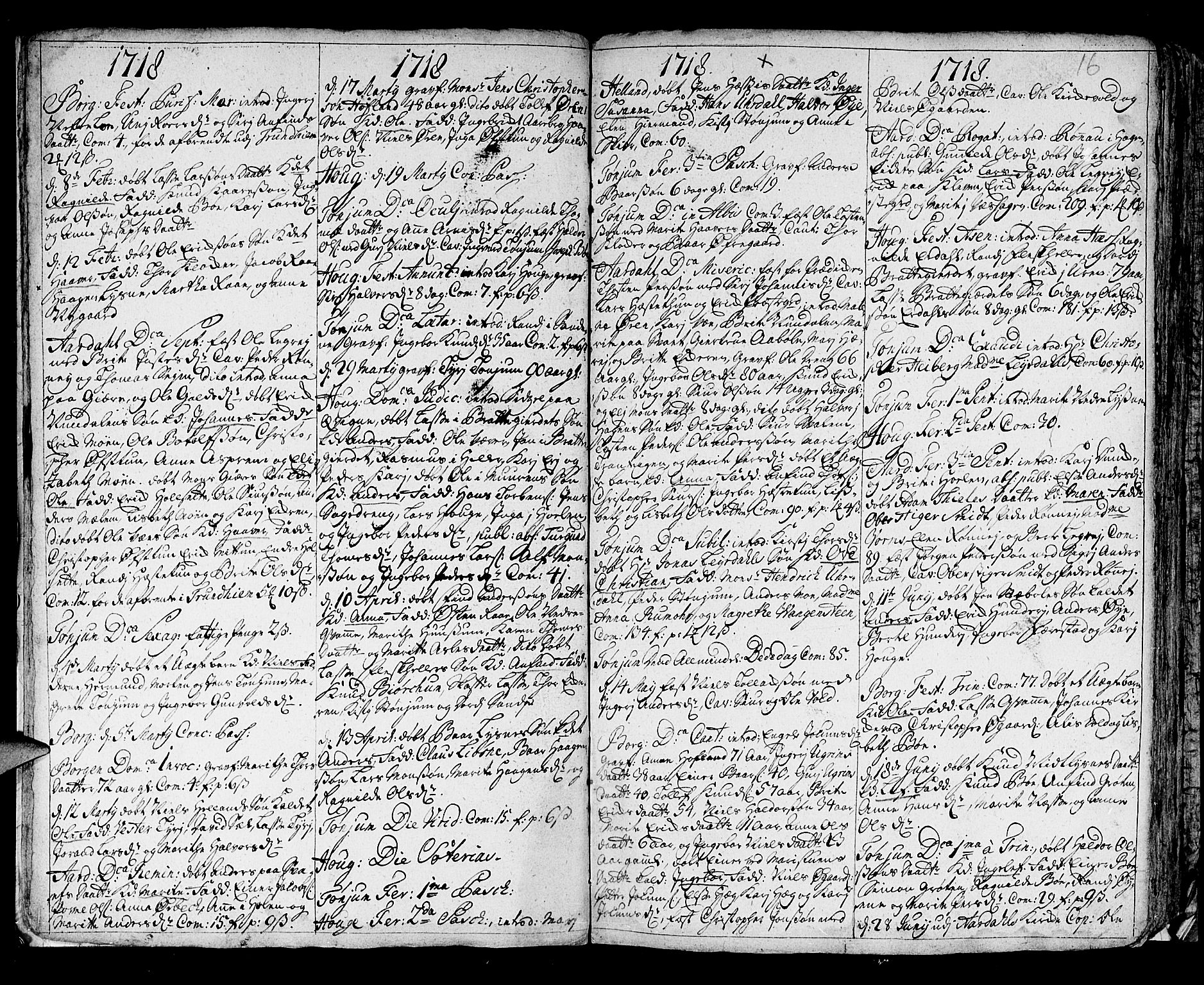 Lærdal sokneprestembete, SAB/A-81201: Parish register (official) no. A 1, 1711-1752, p. 16