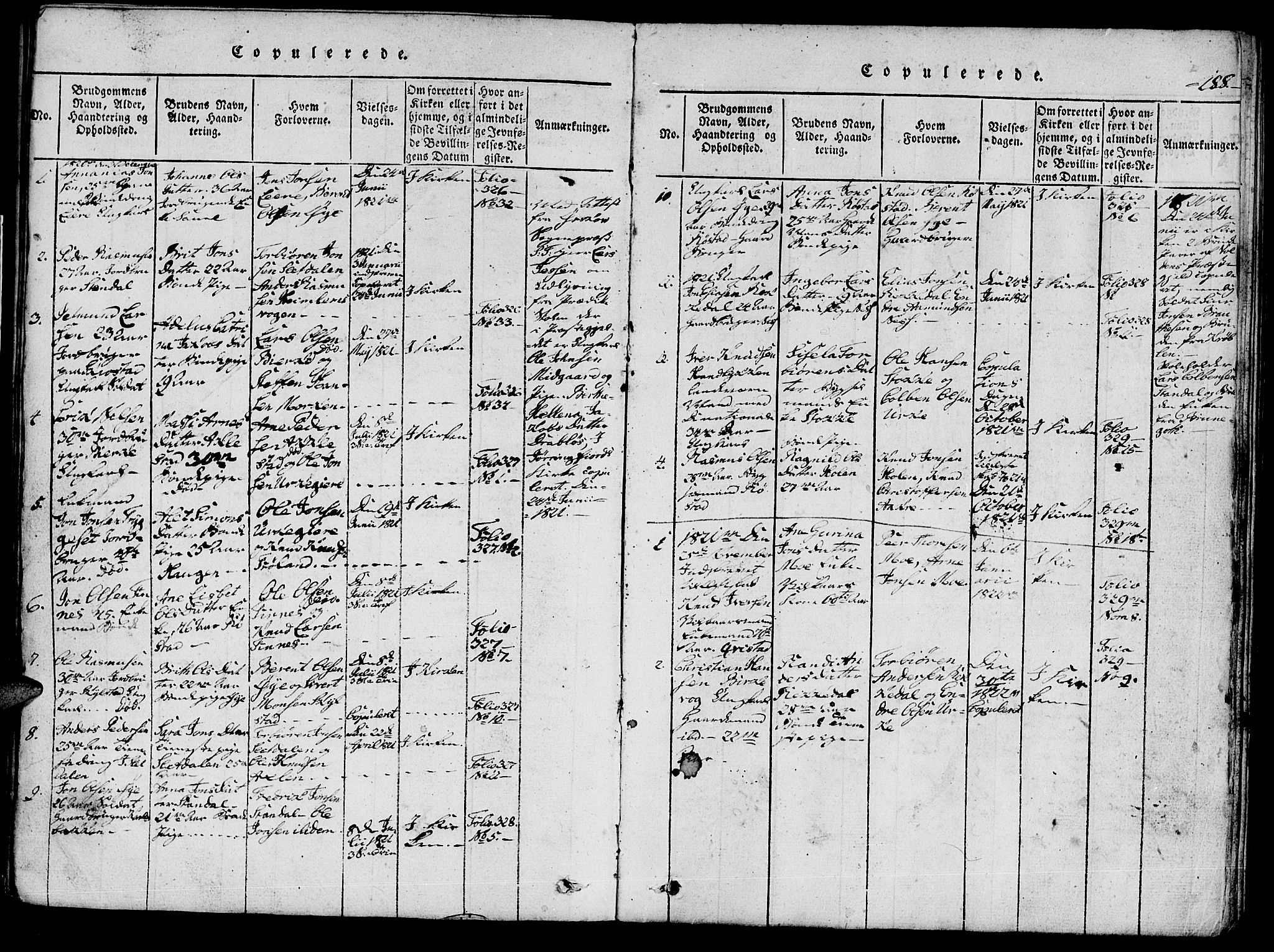 Ministerialprotokoller, klokkerbøker og fødselsregistre - Møre og Romsdal, AV/SAT-A-1454/515/L0207: Parish register (official) no. 515A03, 1819-1829, p. 188