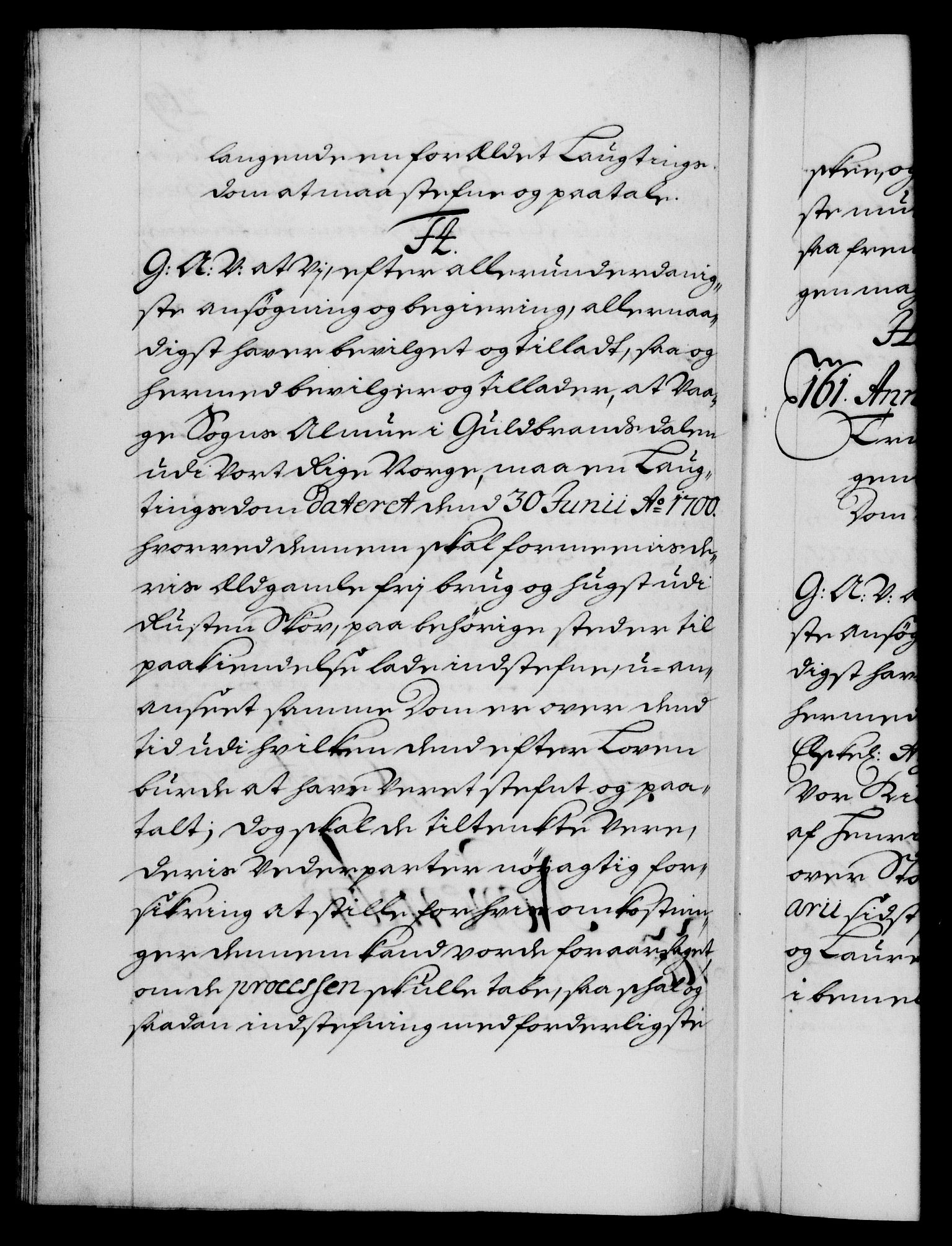 Danske Kanselli 1572-1799, RA/EA-3023/F/Fc/Fca/Fcaa/L0018: Norske registre, 1699-1703, p. 269b