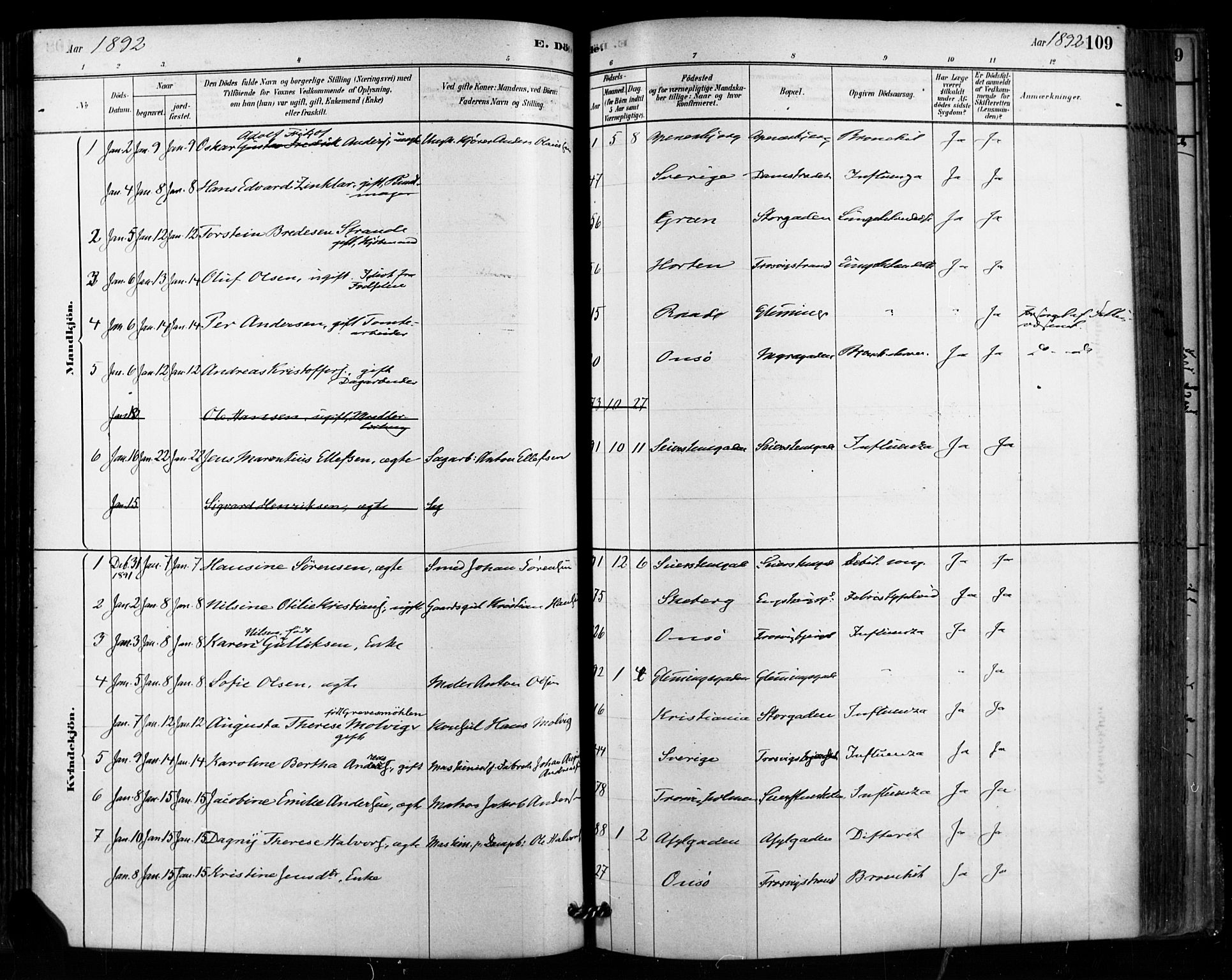 Fredrikstad domkirkes prestekontor Kirkebøker, SAO/A-10906/F/Fa/L0003: Parish register (official) no. 3, 1878-1904, p. 109
