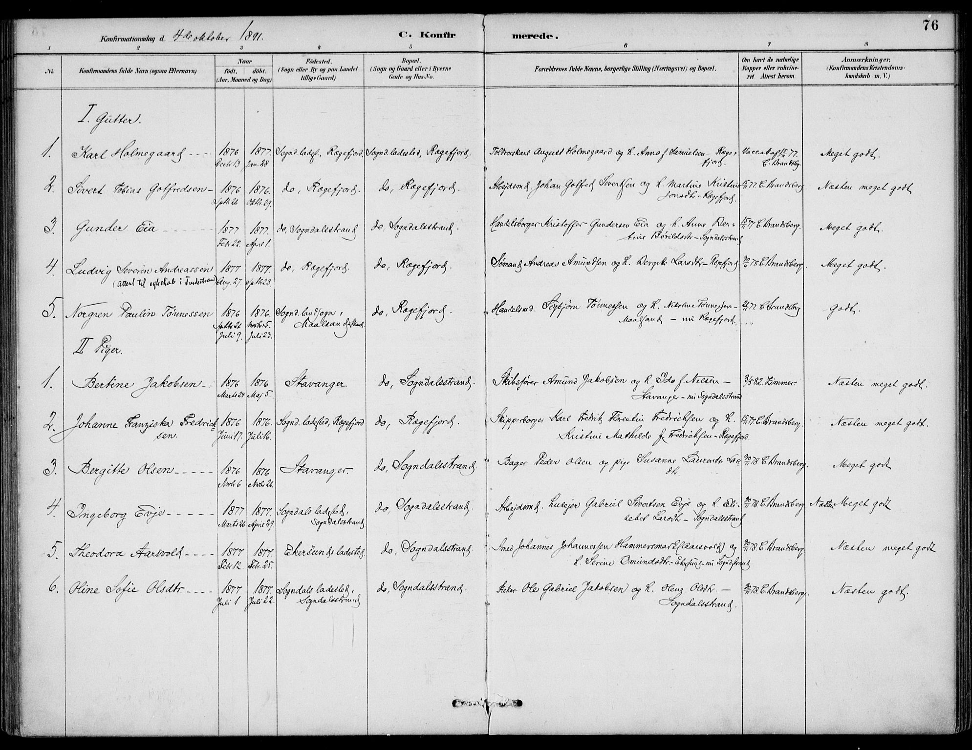 Sokndal sokneprestkontor, AV/SAST-A-101808: Parish register (official) no. A 12, 1887-1927, p. 76