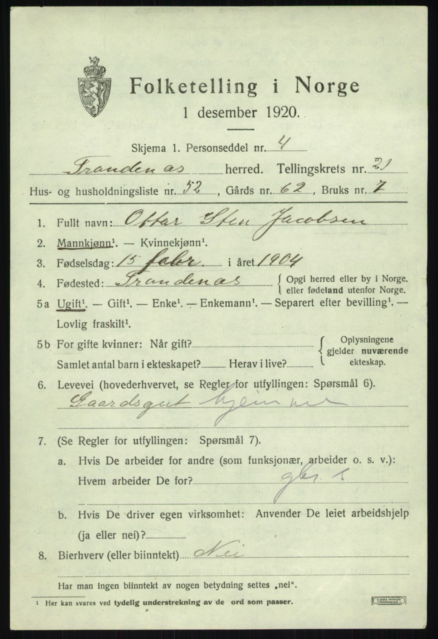 SATØ, 1920 census for Trondenes, 1920, p. 17180