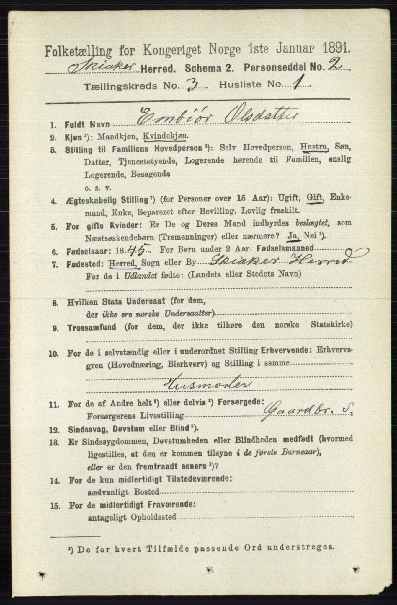 RA, 1891 census for 0513 Skjåk, 1891, p. 950