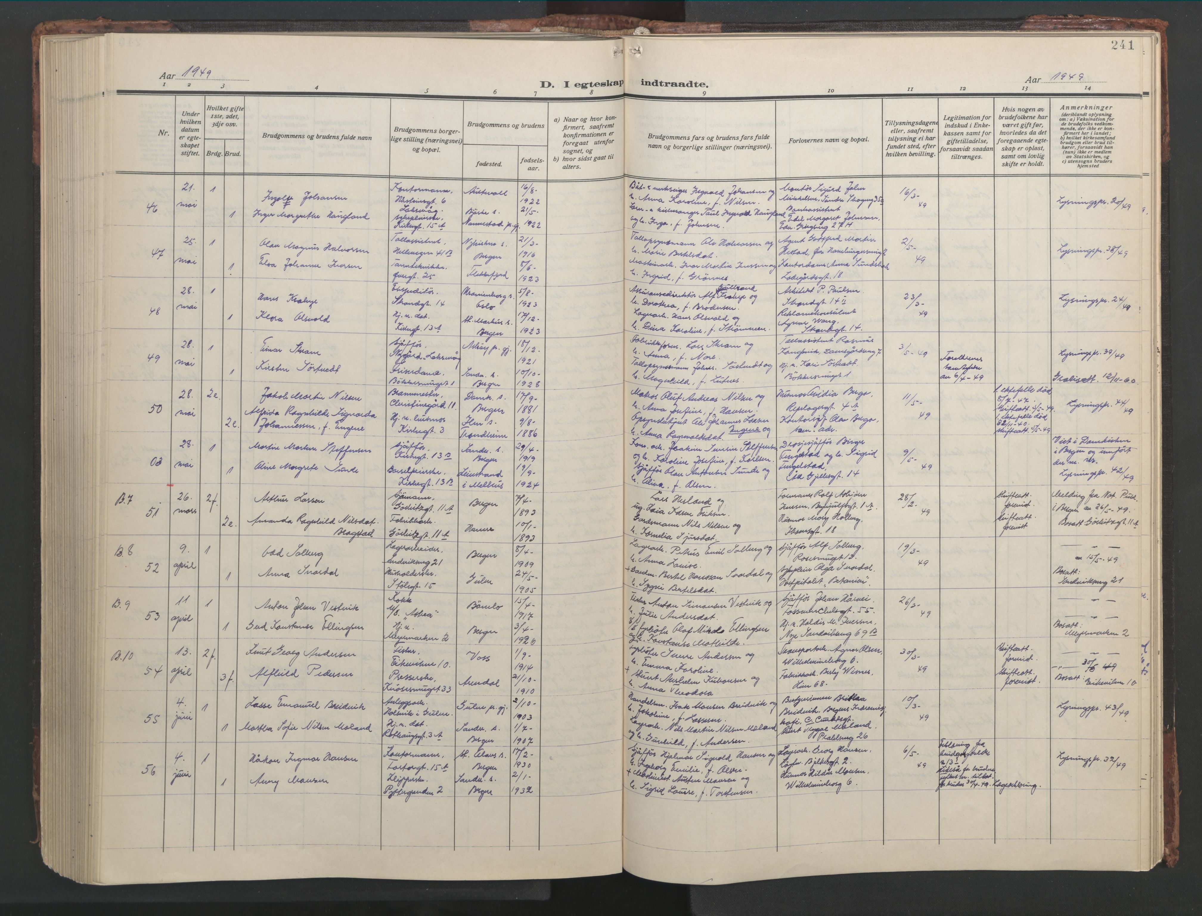 Sandviken Sokneprestembete, SAB/A-77601/H/Hb/L0015: Parish register (copy) no. D 2, 1929-1953, p. 240b-241a