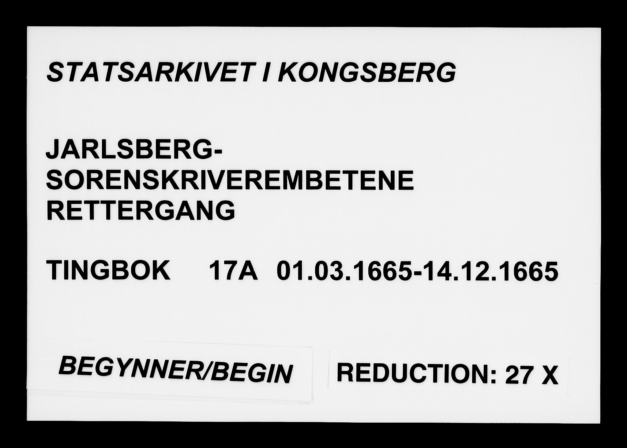 Jarlsberg-sorenskriveriene, SAKO/A-79/F/Fa/L0017a: Tingbok, 1665