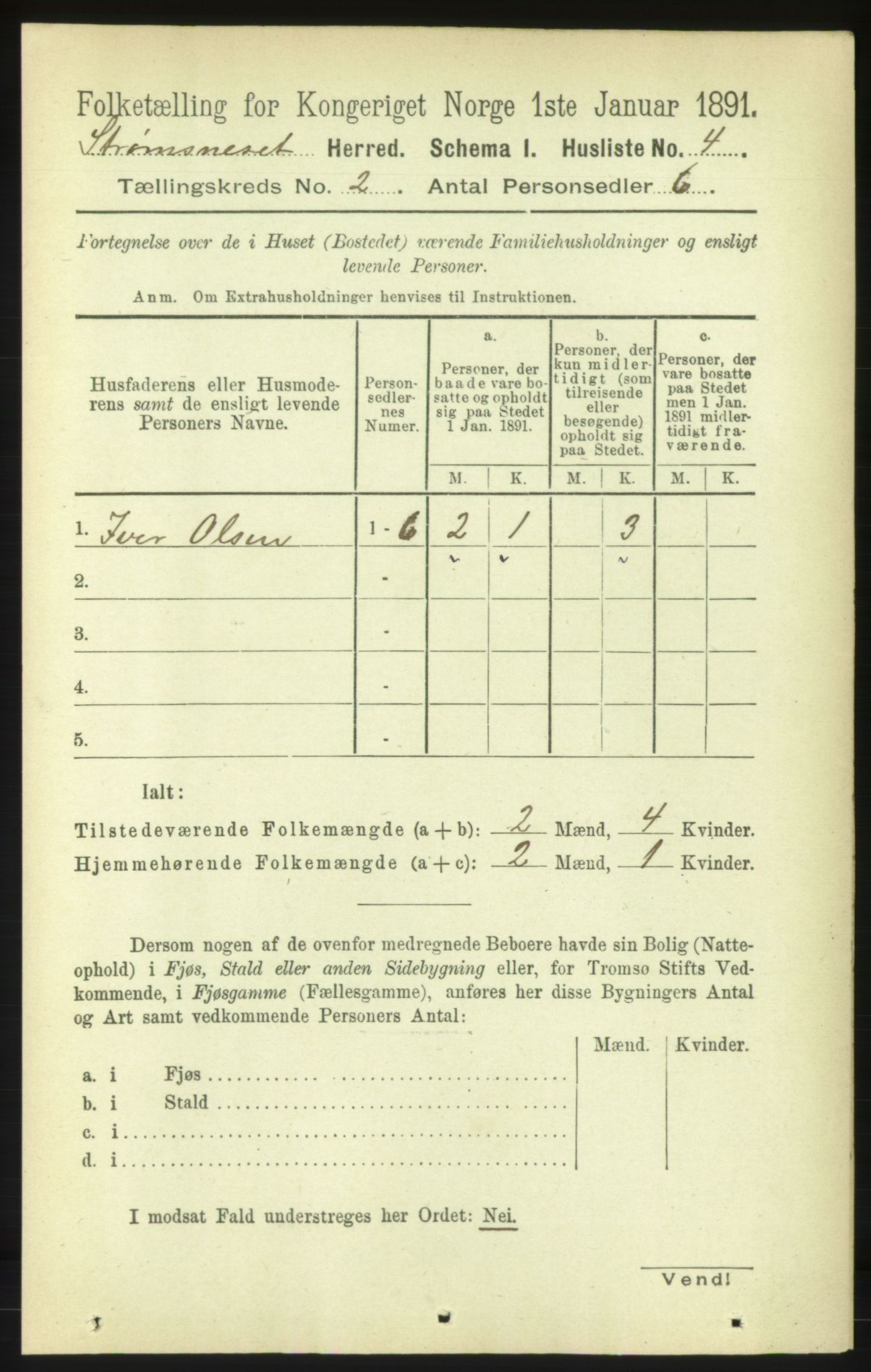 RA, 1891 census for 1559 Straumsnes, 1891, p. 186