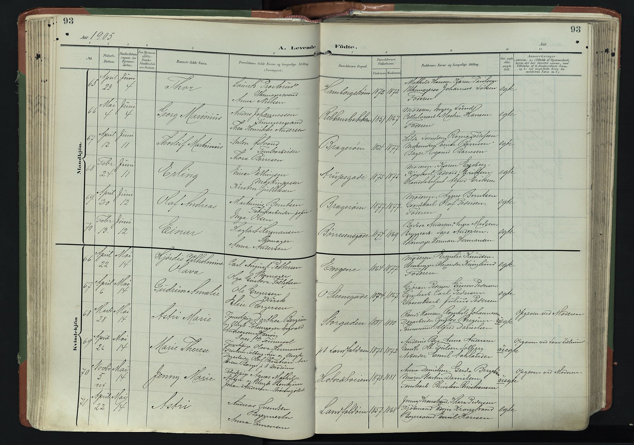 Bragernes kirkebøker, AV/SAKO-A-6/F/Fb/L0009: Parish register (official) no. II 9, 1902-1911, p. 93