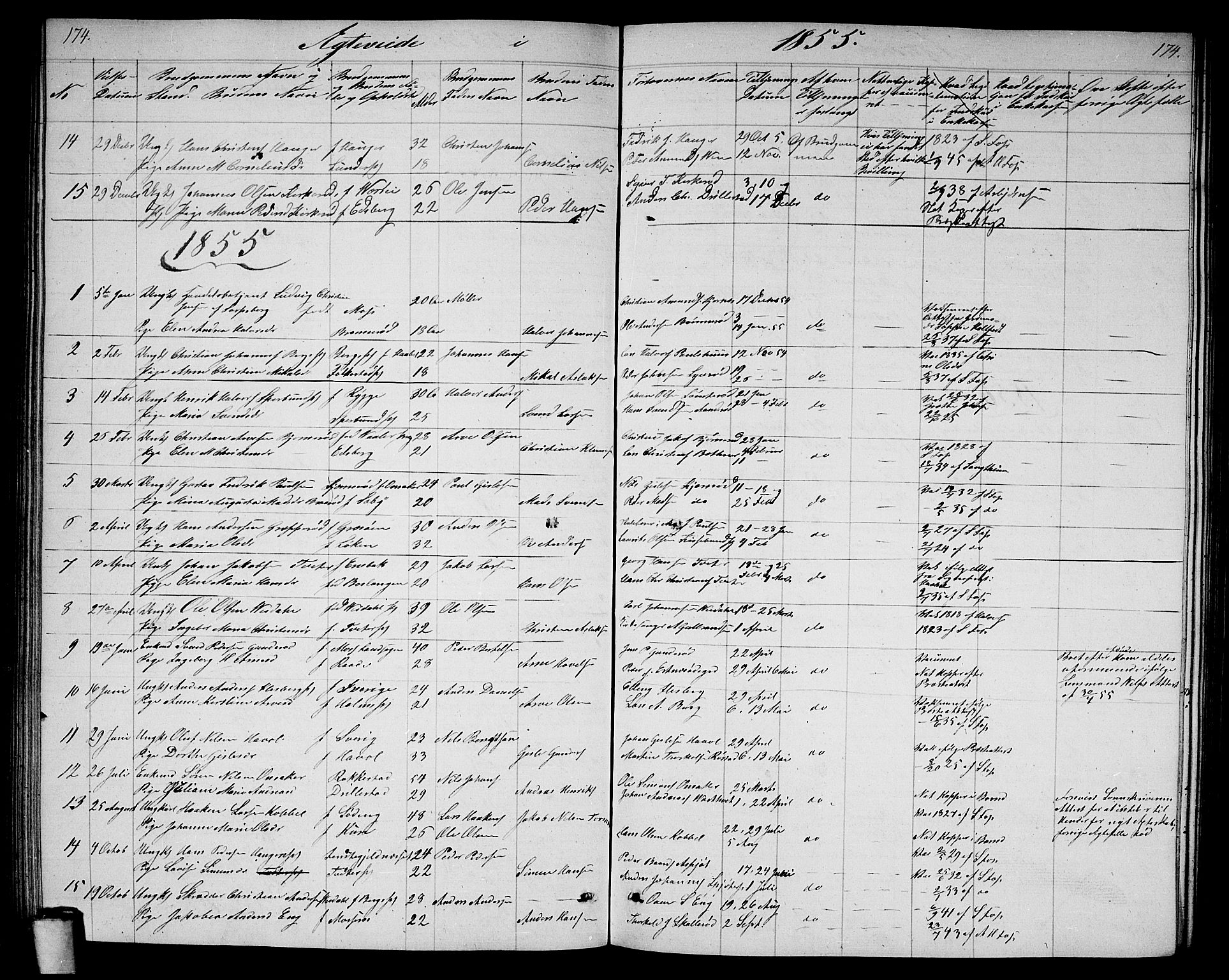 Våler prestekontor Kirkebøker, AV/SAO-A-11083/G/Ga/L0002: Parish register (copy) no. I 2, 1839-1860, p. 174