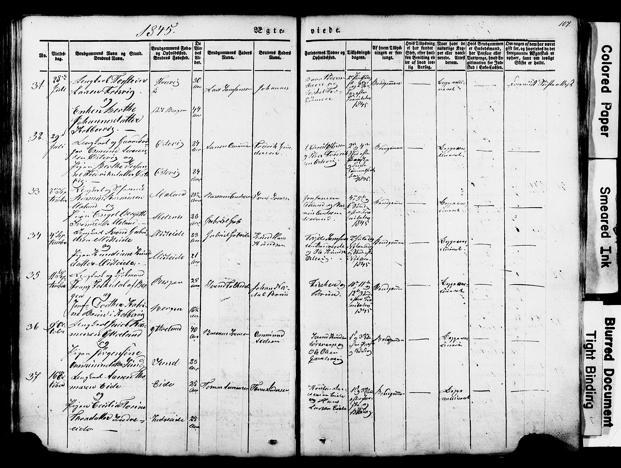 Avaldsnes sokneprestkontor, SAST/A -101851/H/Ha/Haa/L0007: Parish register (official) no. A 7, 1841-1853, p. 107