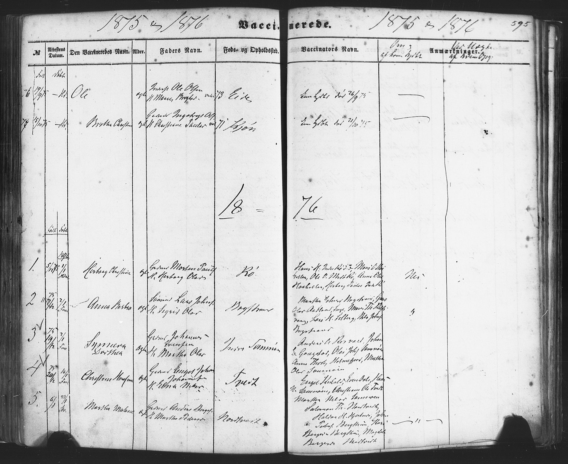 Fusa sokneprestembete, SAB/A-75401/H/Haa: Parish register (official) no. A 1II, 1855-1879, p. 595