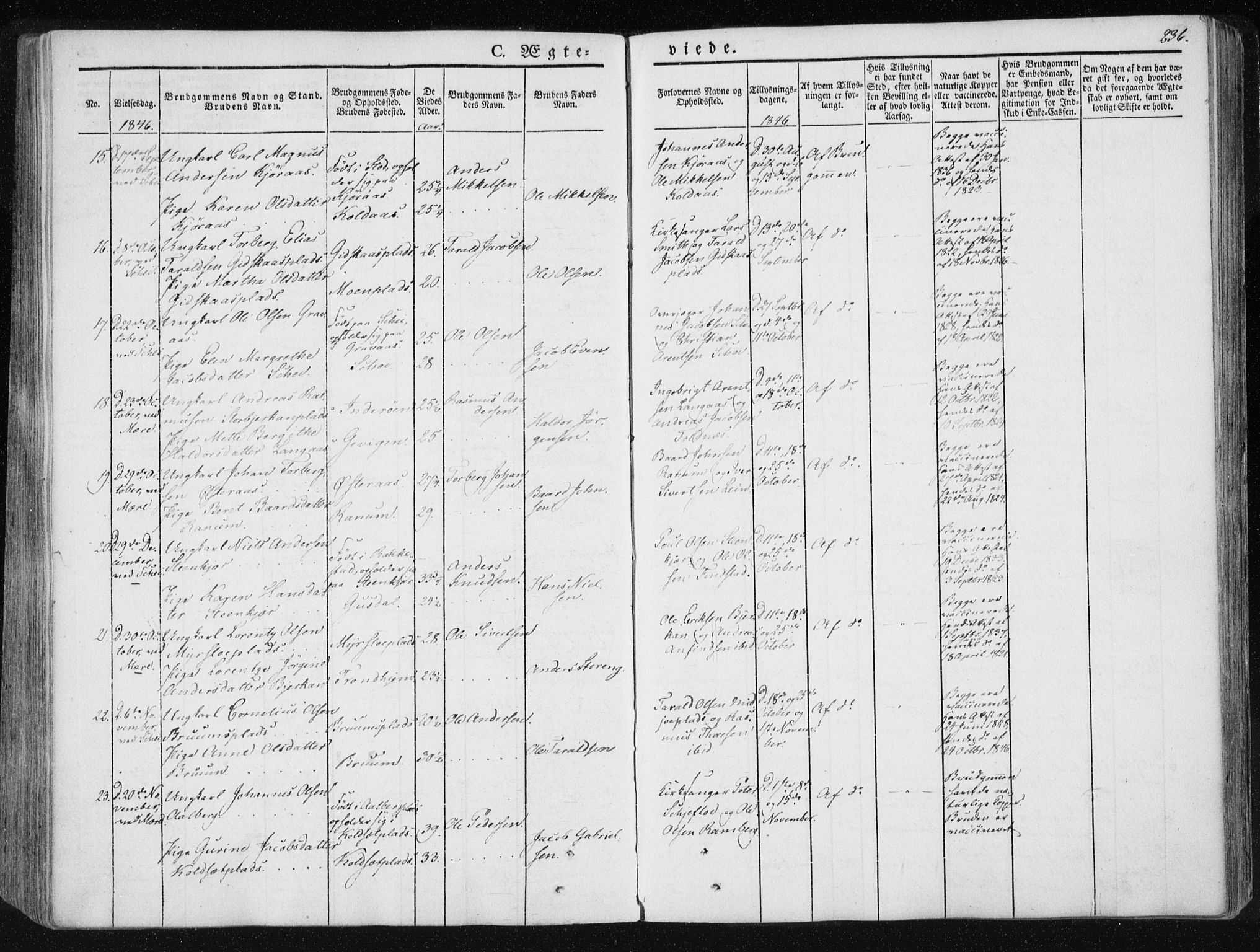 Ministerialprotokoller, klokkerbøker og fødselsregistre - Nord-Trøndelag, SAT/A-1458/735/L0339: Parish register (official) no. 735A06 /1, 1836-1848, p. 236