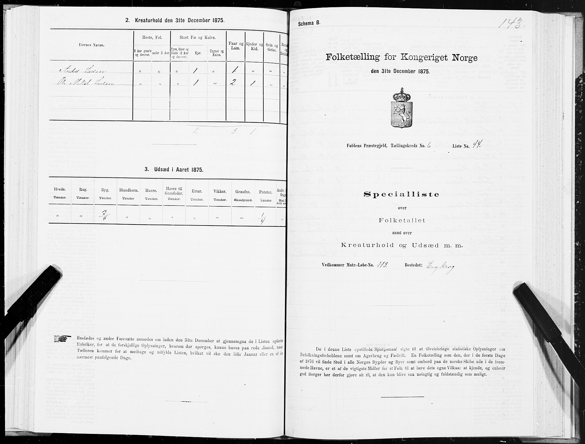 SAT, 1875 census for 1845P Folda, 1875, p. 2143