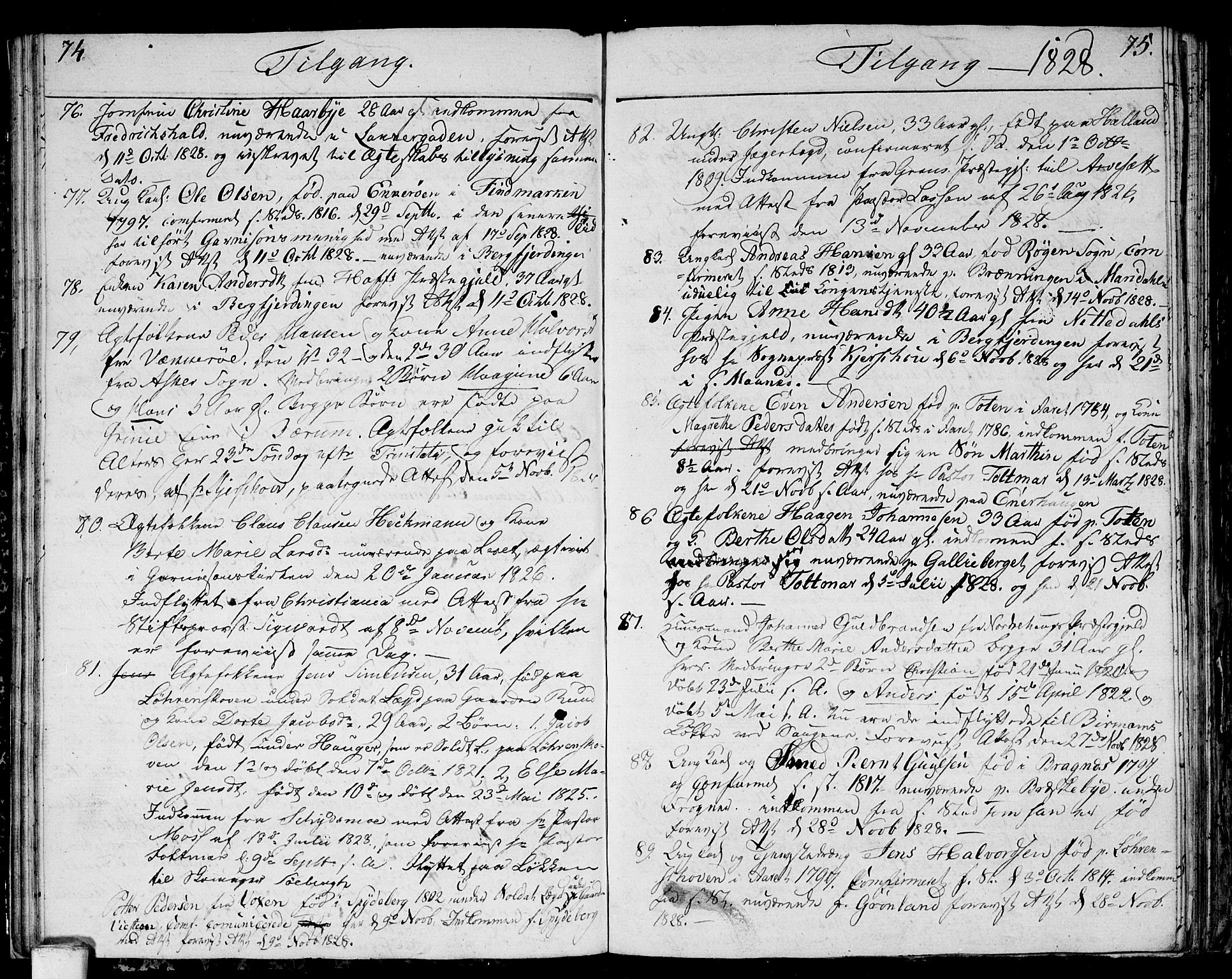 Aker prestekontor kirkebøker, SAO/A-10861/F/L0014a: Parish register (official) no. 14A, 1820-1833, p. 74-75