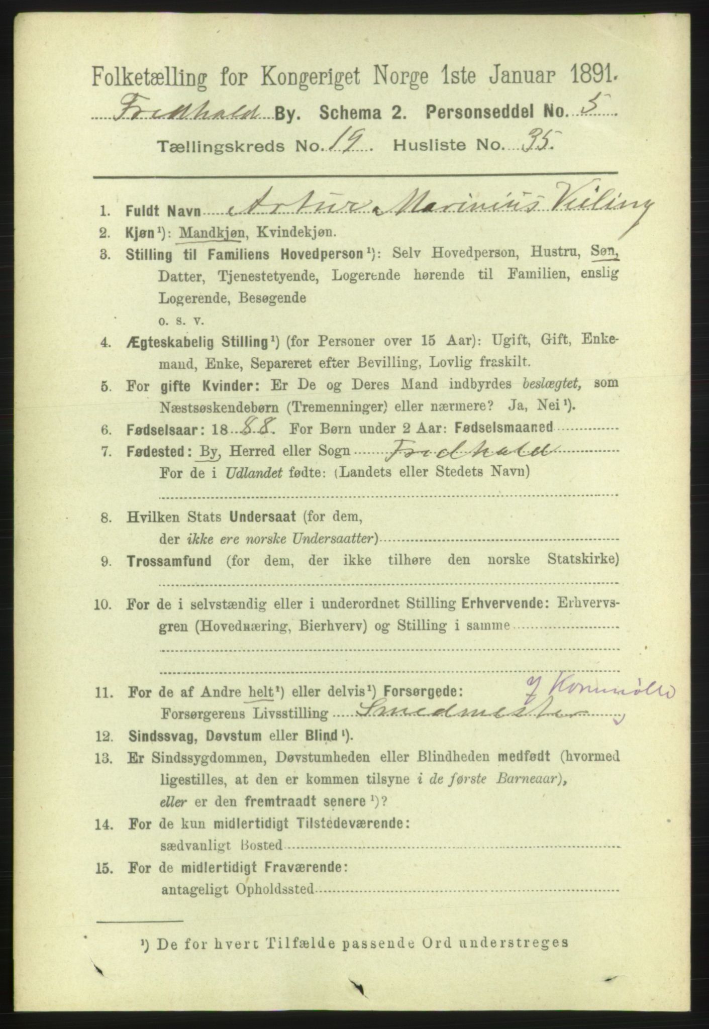 RA, 1891 census for 0101 Fredrikshald, 1891, p. 12437