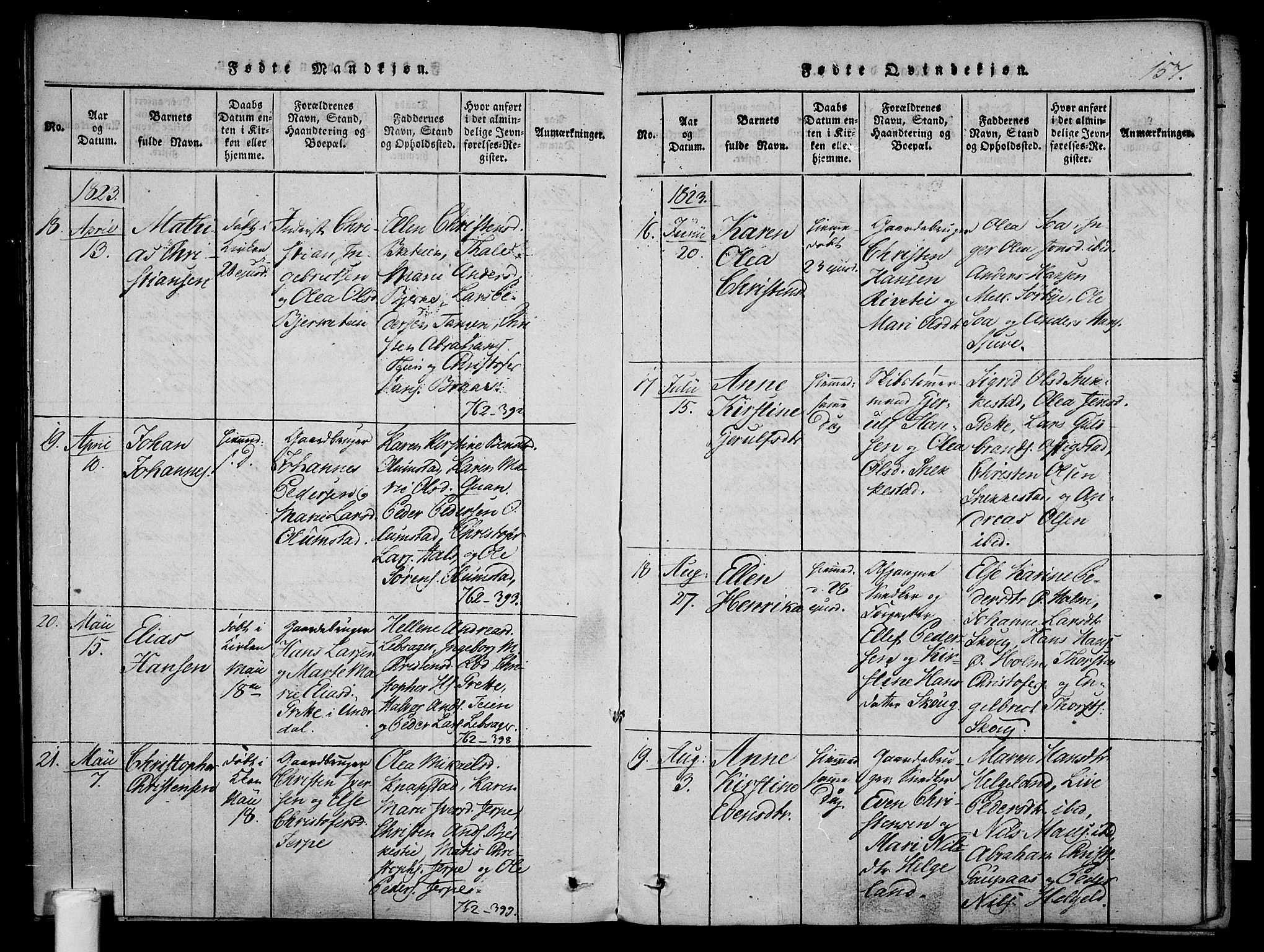 Våle kirkebøker, SAKO/A-334/F/Fa/L0007: Parish register (official) no. I 7, 1814-1824, p. 156-157