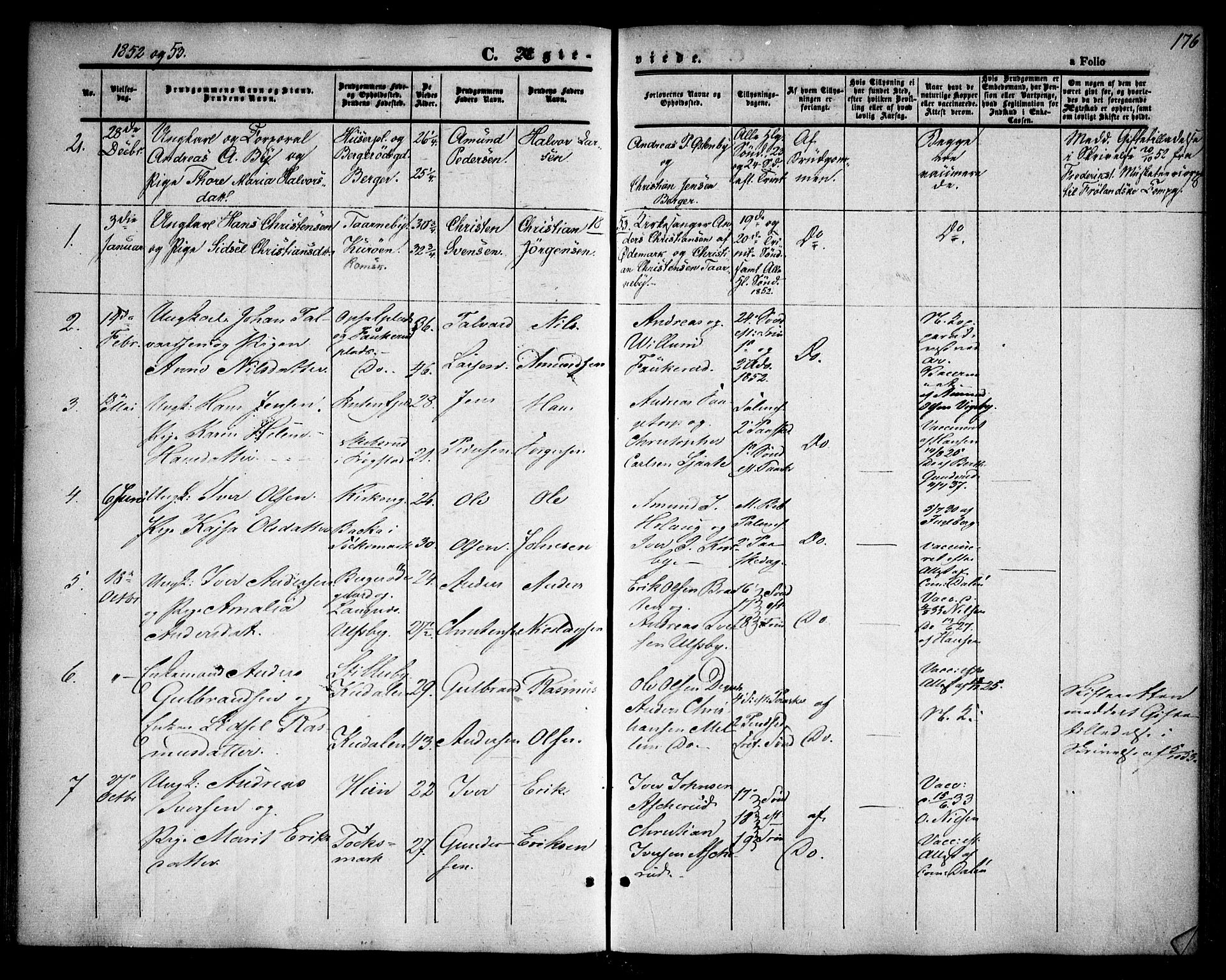 Rødenes prestekontor Kirkebøker, AV/SAO-A-2005/F/Fa/L0006: Parish register (official) no. I 6, 1850-1859, p. 176