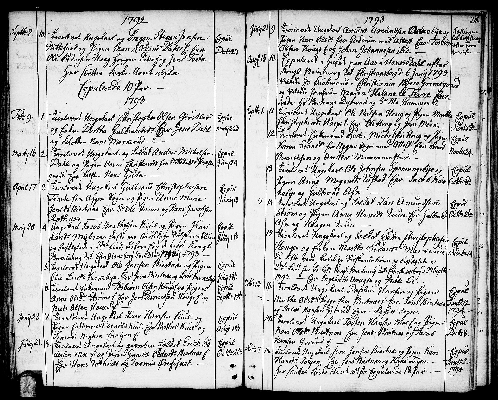 Nittedal prestekontor Kirkebøker, AV/SAO-A-10365a/F/Fa/L0002: Parish register (official) no. I 2, 1779-1814, p. 218