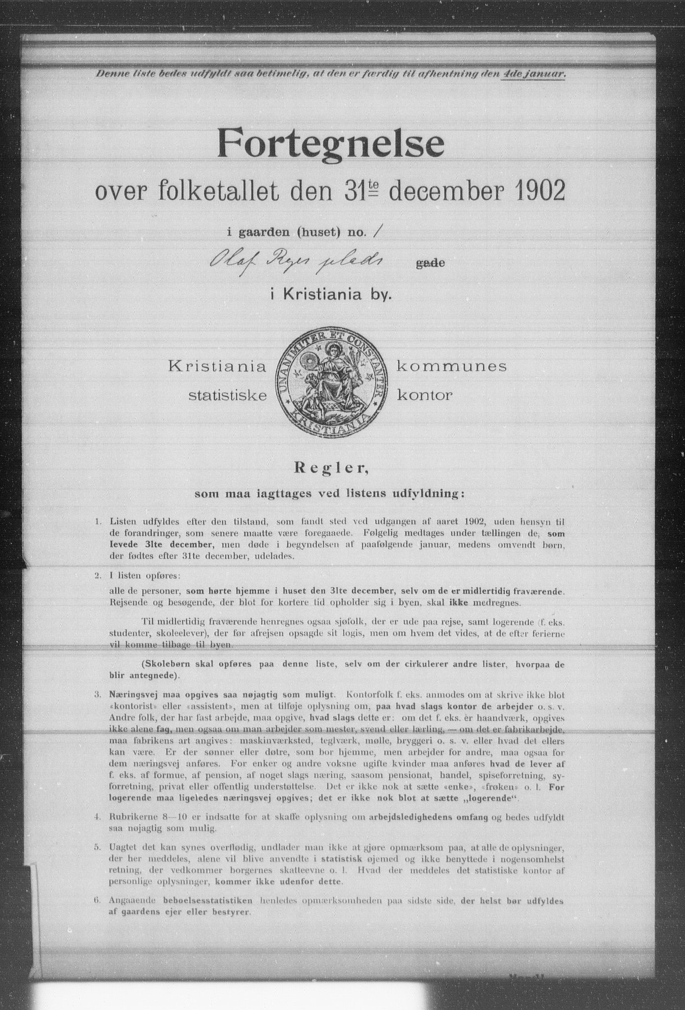 OBA, Municipal Census 1902 for Kristiania, 1902, p. 14274