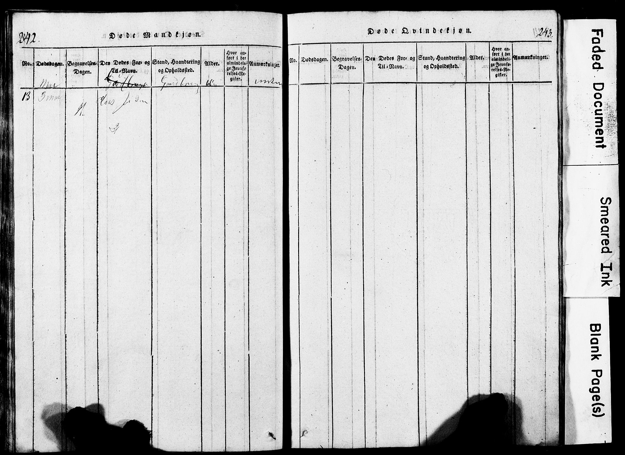 Torvastad sokneprestkontor, SAST/A -101857/H/Ha/Hab/L0002: Parish register (copy) no. B 2, 1817-1834, p. 242-243