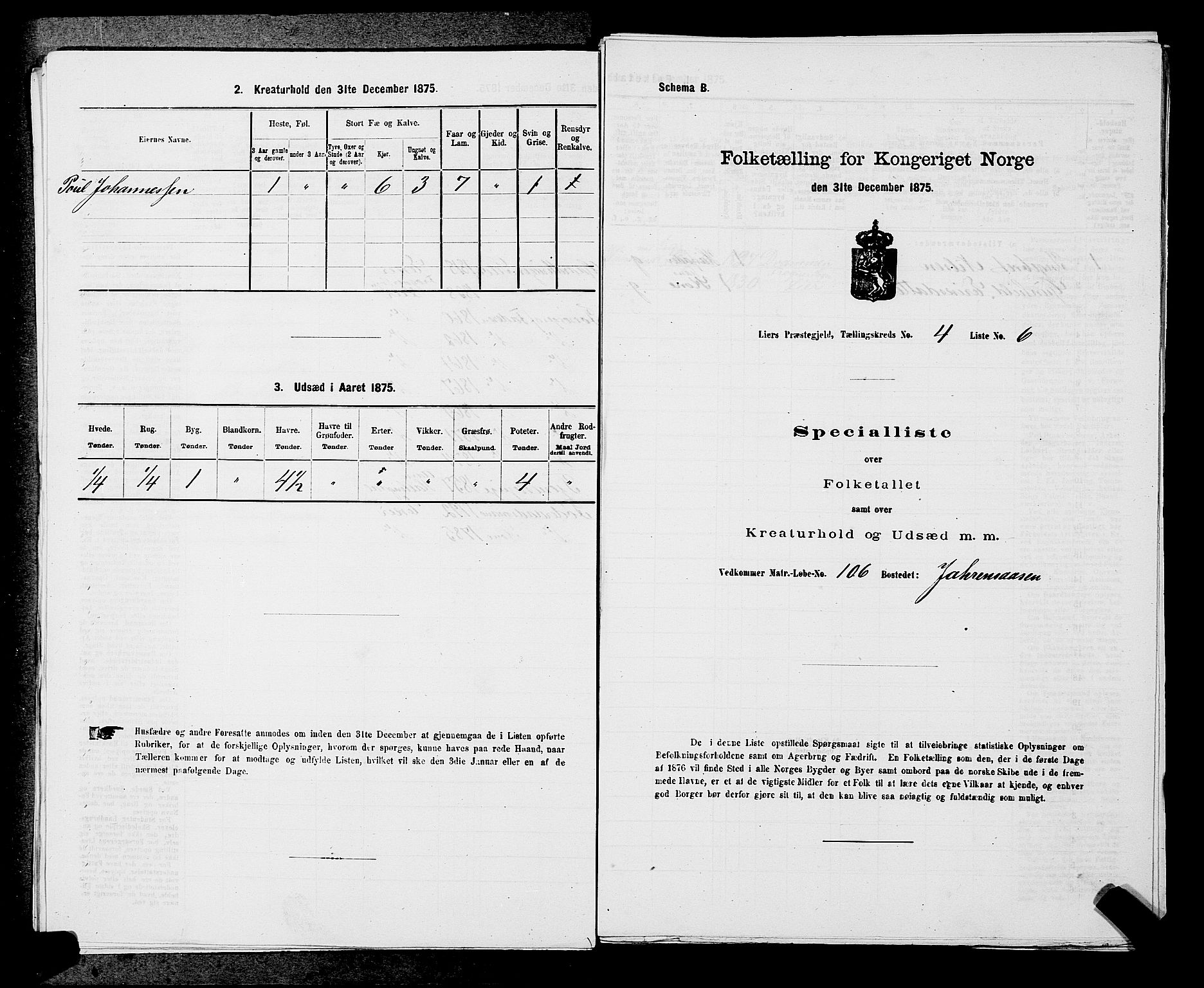 SAKO, 1875 census for 0626P Lier, 1875, p. 708