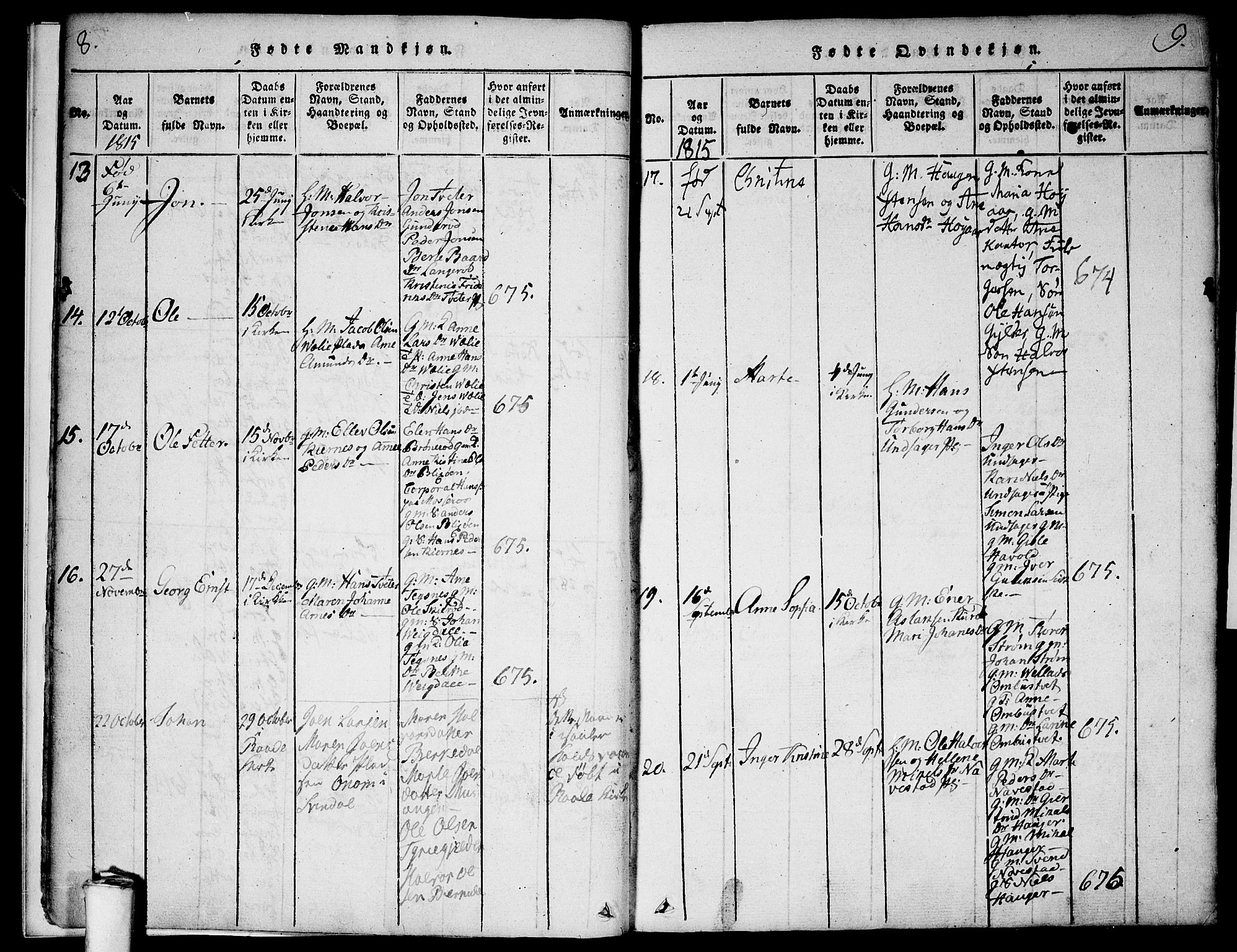 Våler prestekontor Kirkebøker, AV/SAO-A-11083/F/Fa/L0005: Parish register (official) no. I 5, 1815-1839, p. 8-9