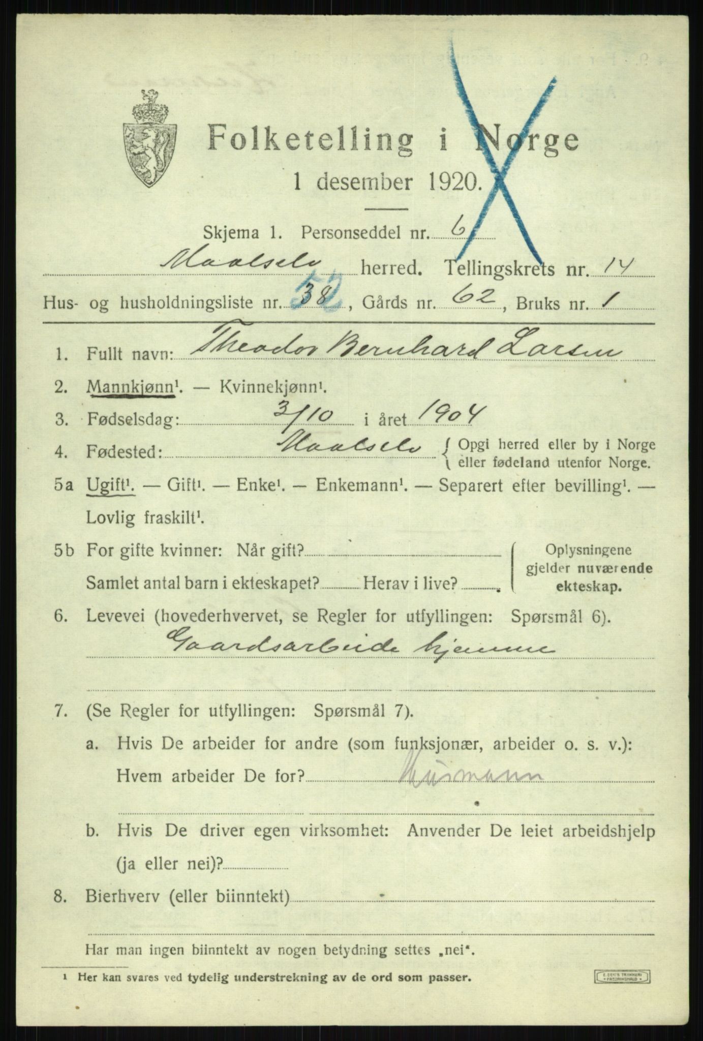 SATØ, 1920 census for Målselv, 1920, p. 7619