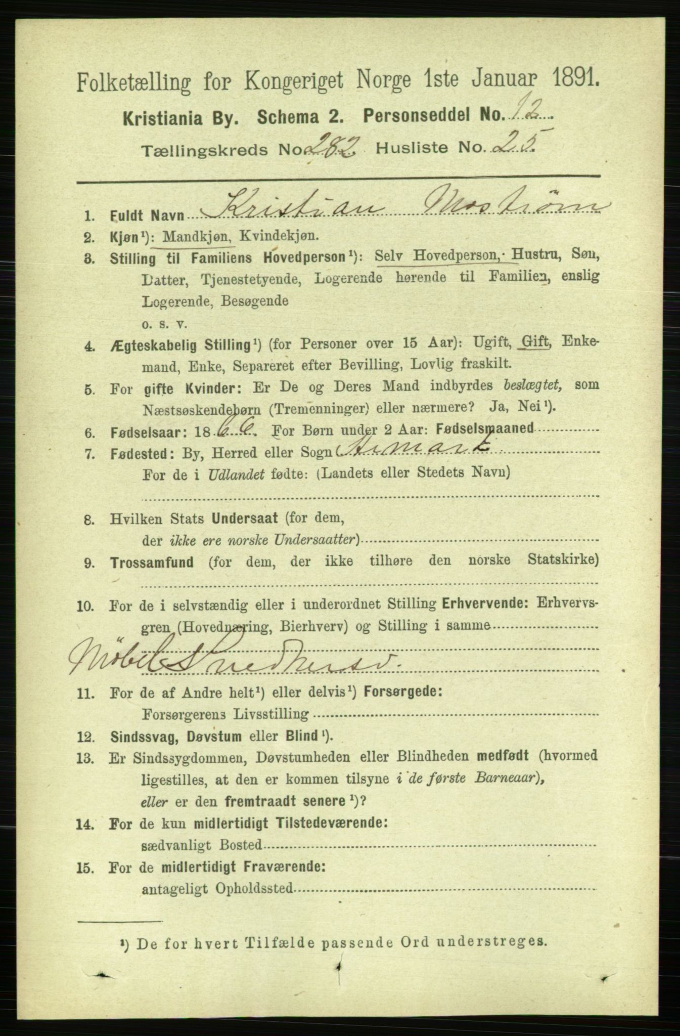 RA, 1891 census for 0301 Kristiania, 1891, p. 172531