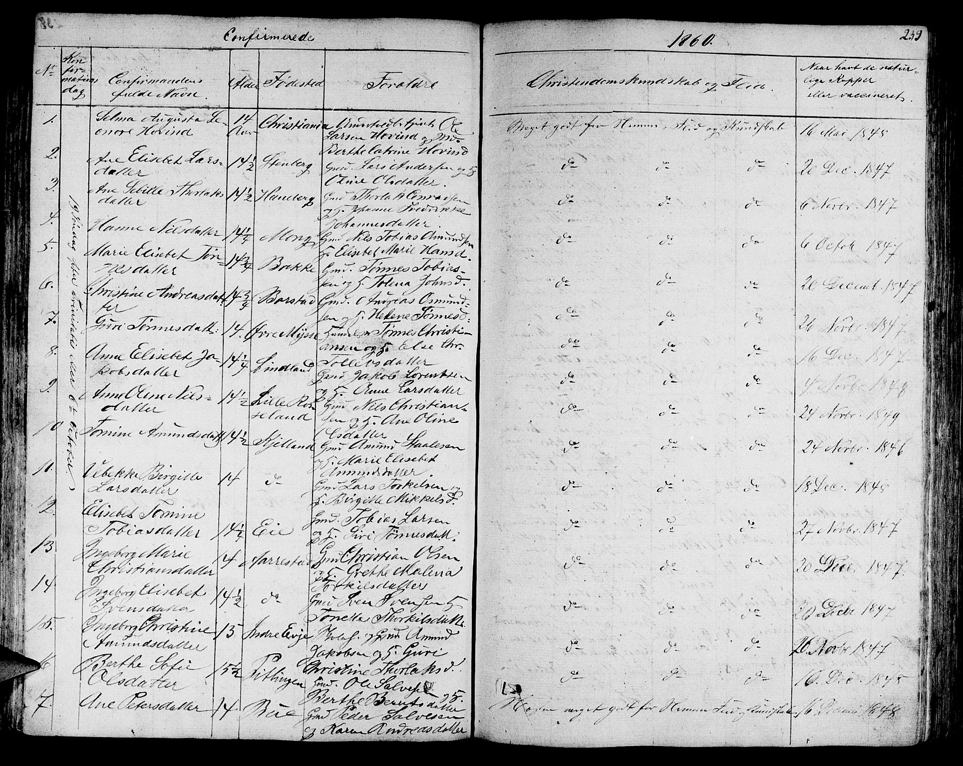 Sokndal sokneprestkontor, AV/SAST-A-101808: Parish register (copy) no. B 2, 1849-1865, p. 239