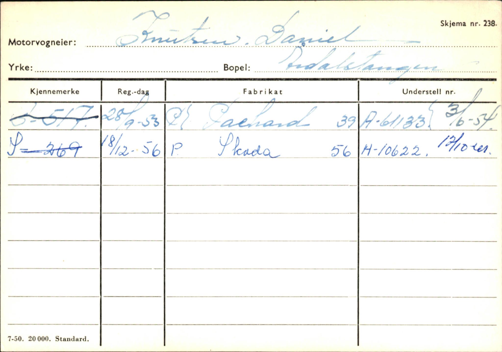 Statens vegvesen, Sogn og Fjordane vegkontor, SAB/A-5301/4/F/L0145: Registerkort Vågsøy S-Å. Årdal I-P, 1945-1975, p. 1189