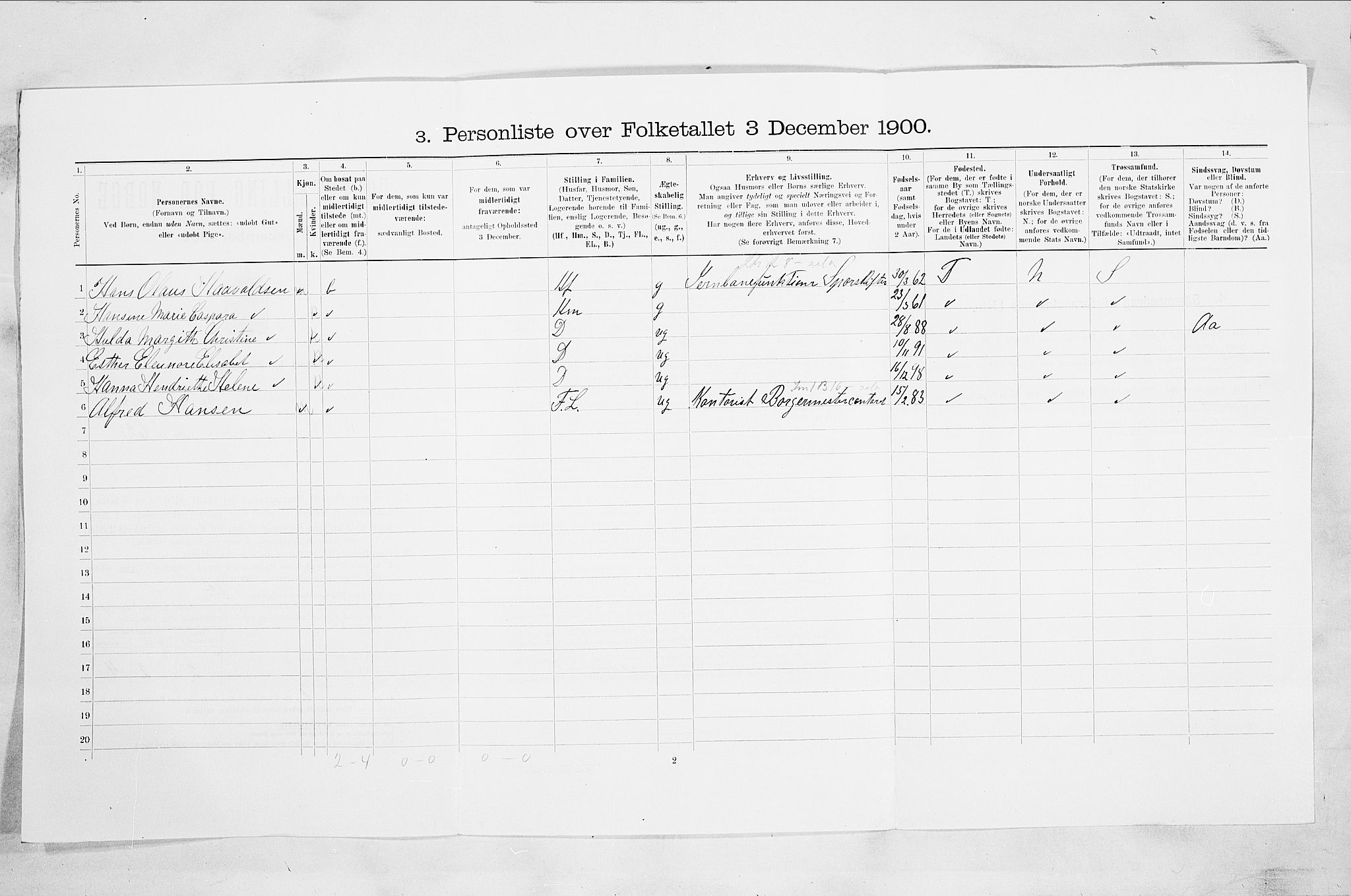 RA, 1900 census for Drammen, 1900, p. 1307