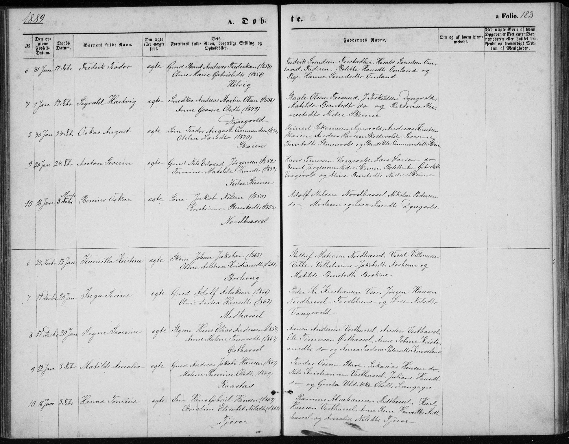 Lista sokneprestkontor, AV/SAK-1111-0027/F/Fb/L0004: Parish register (copy) no. B 4, 1877-1891, p. 183