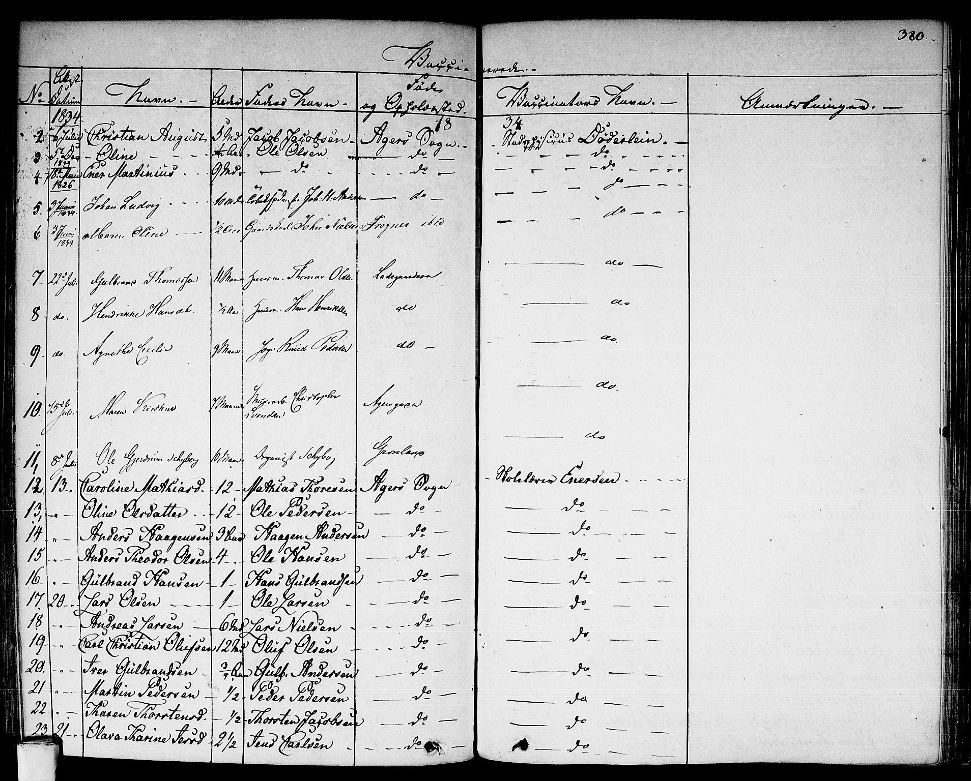 Aker prestekontor kirkebøker, SAO/A-10861/F/L0018: Parish register (official) no. 17, 1829-1852, p. 380
