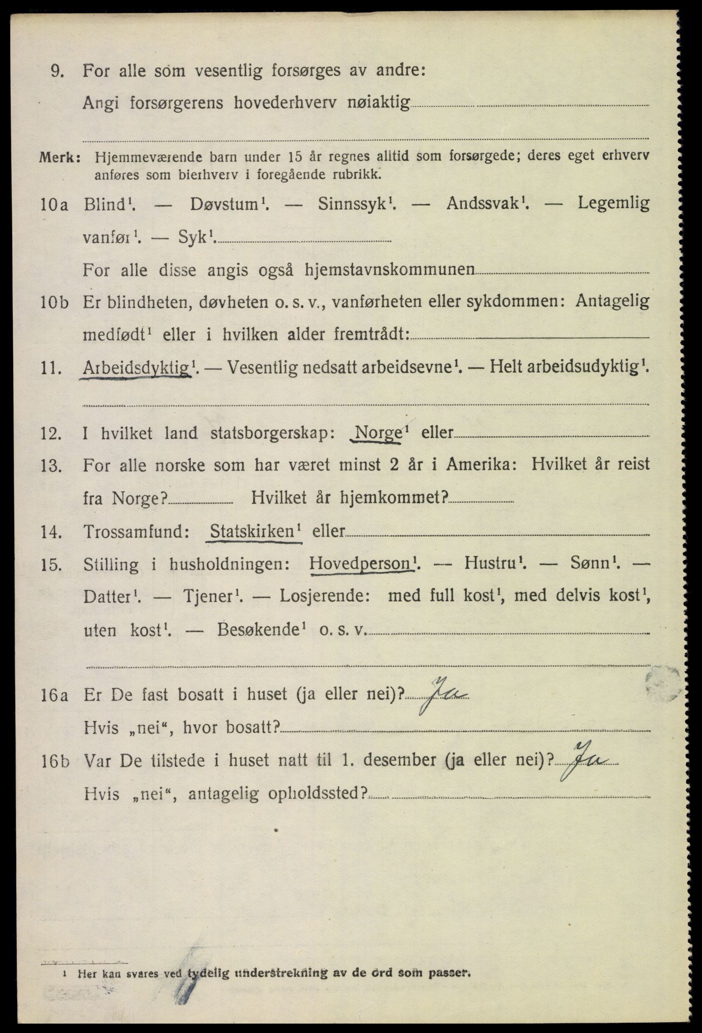 SAH, 1920 census for Brandval, 1920, p. 3009