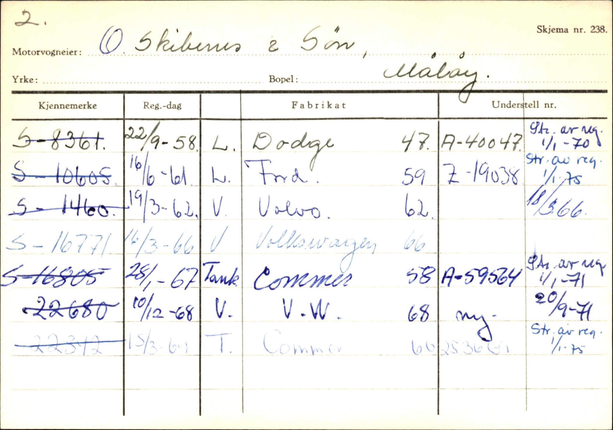 Statens vegvesen, Sogn og Fjordane vegkontor, AV/SAB-A-5301/4/F/L0145: Registerkort Vågsøy S-Å. Årdal I-P, 1945-1975, p. 89