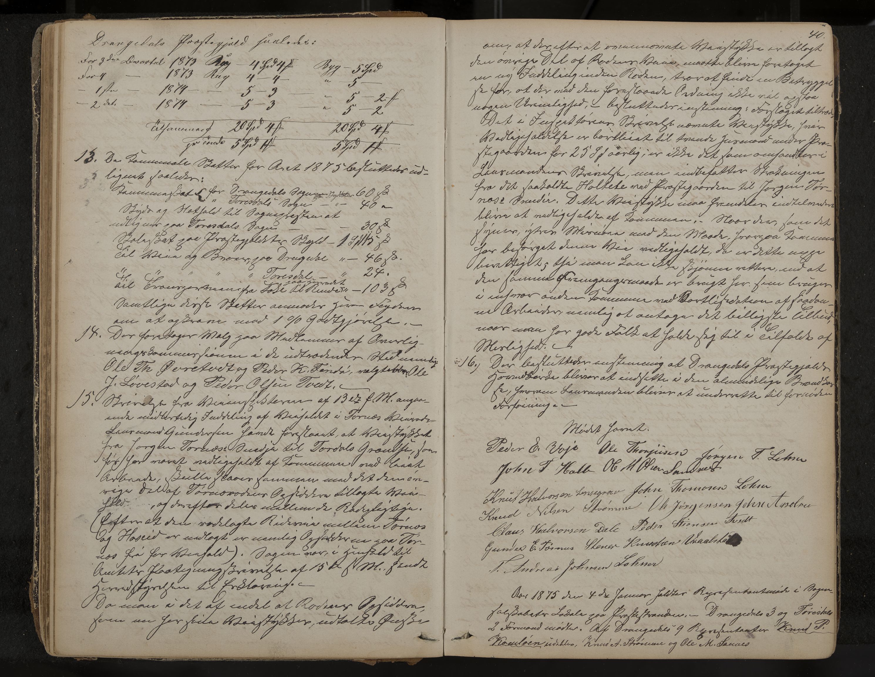 Drangedal formannskap og sentraladministrasjon, IKAK/0817021/A/L0002: Møtebok, 1870-1892, p. 40