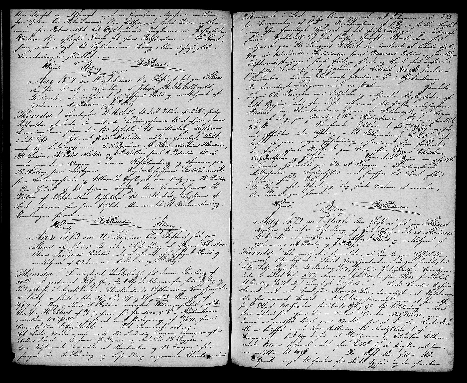 Skien byfogd, AV/SAKO-A-219/H/Hd/L0010: Skifteforhandlingsprotokoll, 1862-1880, p. 572-573