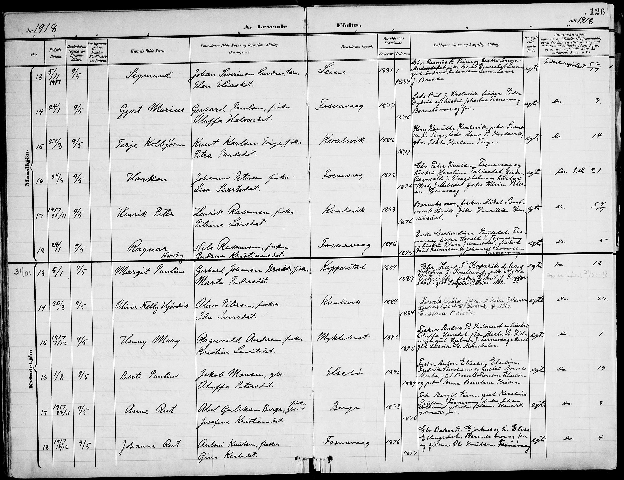 Ministerialprotokoller, klokkerbøker og fødselsregistre - Møre og Romsdal, AV/SAT-A-1454/507/L0075: Parish register (official) no. 507A10, 1901-1920, p. 126