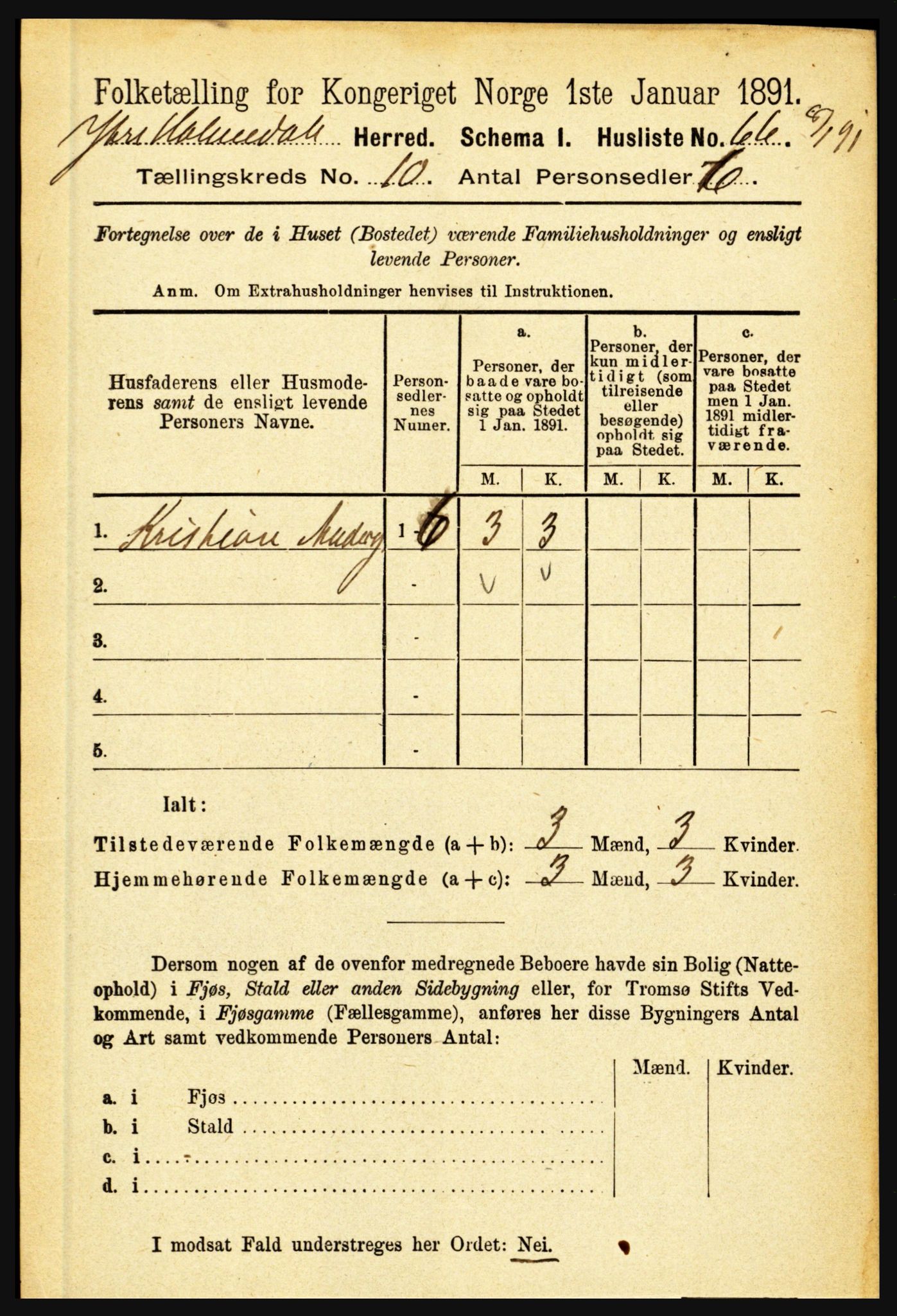 RA, 1891 census for 1429 Ytre Holmedal, 1891, p. 2293