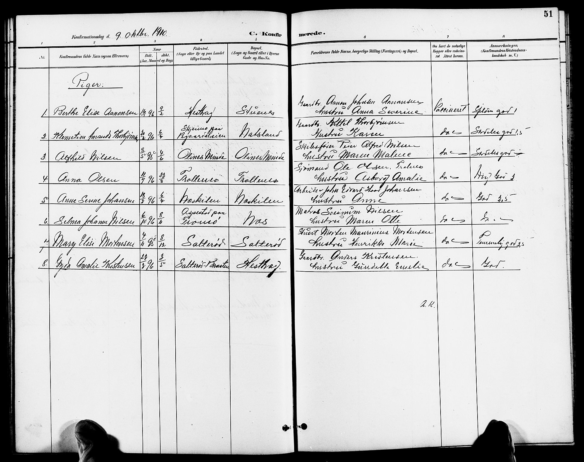 Austre Moland sokneprestkontor, AV/SAK-1111-0001/F/Fb/Fbb/L0002: Parish register (copy) no. B 2, 1894-1918, p. 51