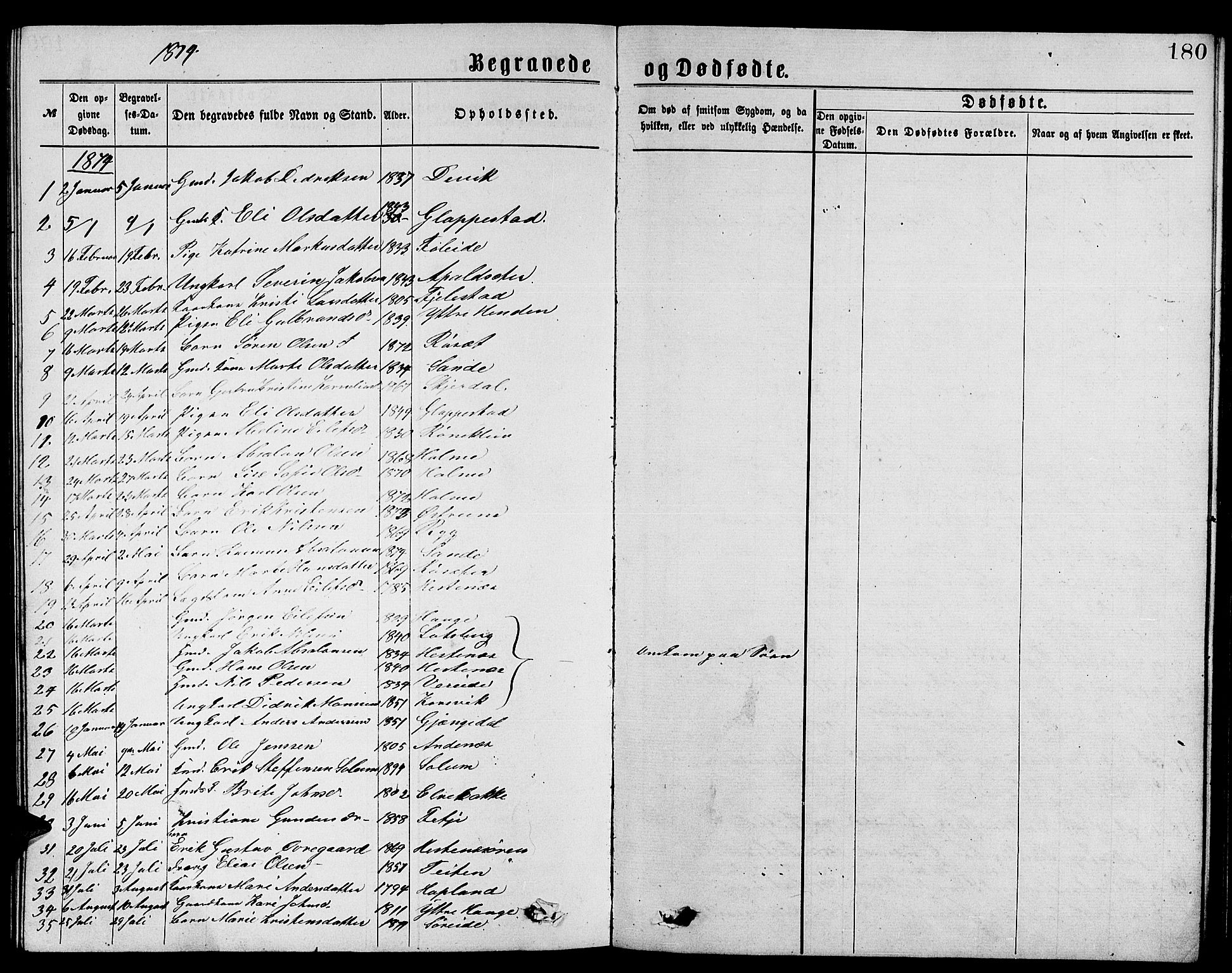 Gloppen sokneprestembete, SAB/A-80101/H/Hab/Habb/L0001: Parish register (copy) no. B 1, 1872-1888, p. 180