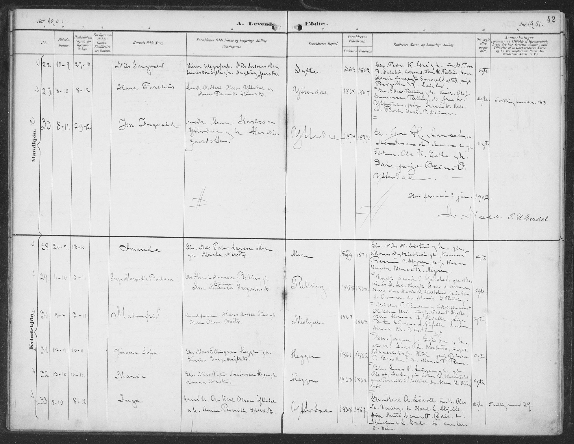 Ministerialprotokoller, klokkerbøker og fødselsregistre - Møre og Romsdal, SAT/A-1454/519/L0256: Parish register (official) no. 519A15, 1895-1912, p. 42