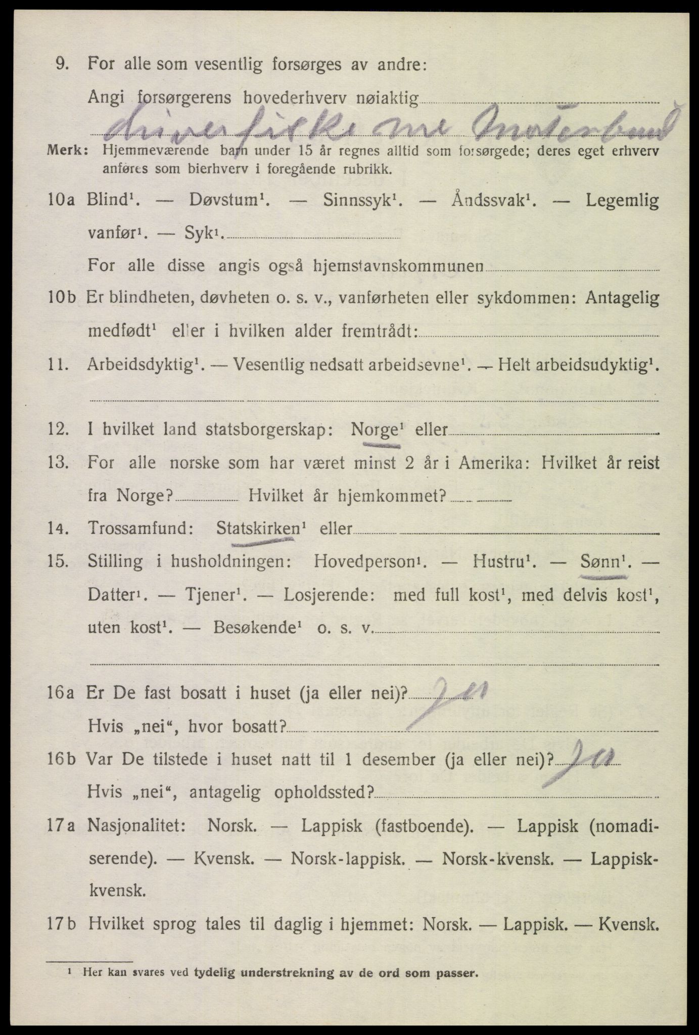 SAT, 1920 census for Værøy, 1920, p. 1230