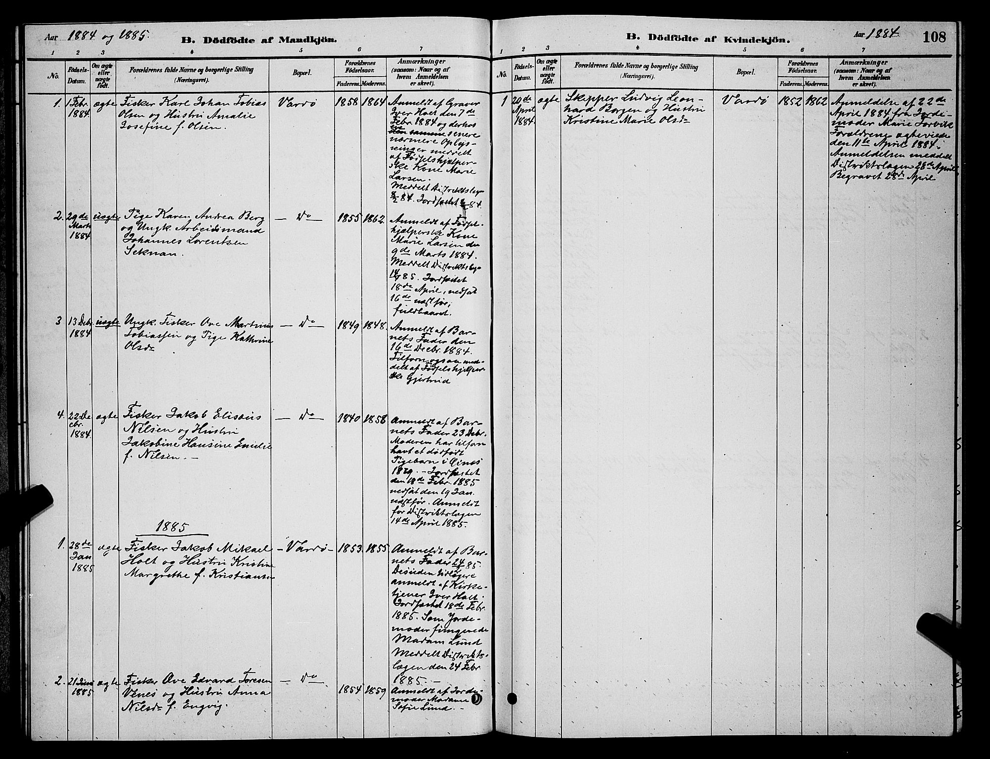 Vardø sokneprestkontor, SATØ/S-1332/H/Hb/L0004klokker: Parish register (copy) no. 4, 1879-1887, p. 108