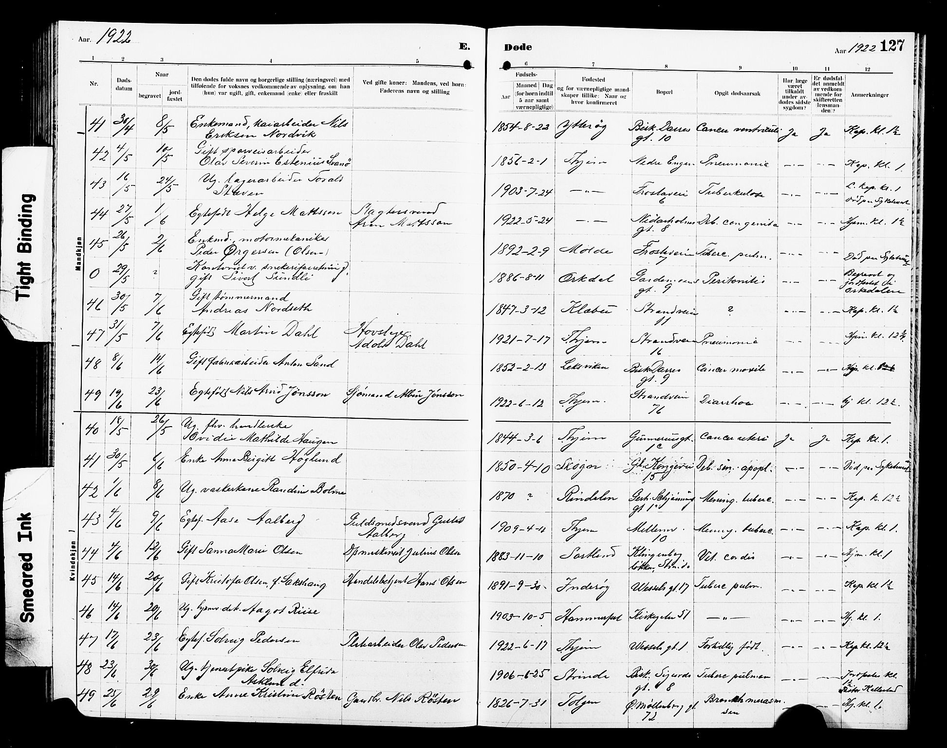 Ministerialprotokoller, klokkerbøker og fødselsregistre - Sør-Trøndelag, SAT/A-1456/605/L0257: Parish register (copy) no. 605C04, 1916-1922, p. 127